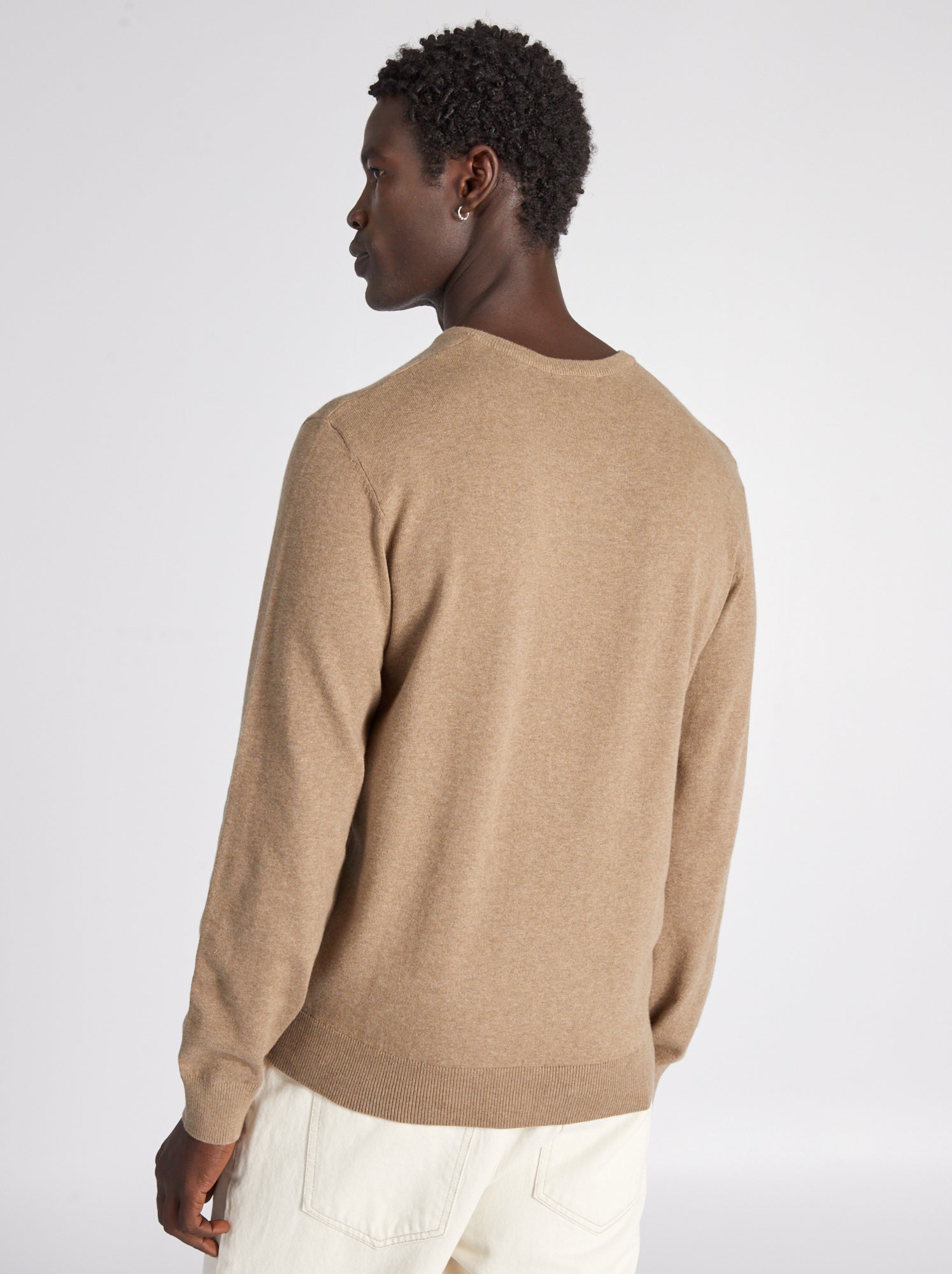 Pull basique en maille unie - Beige chiné