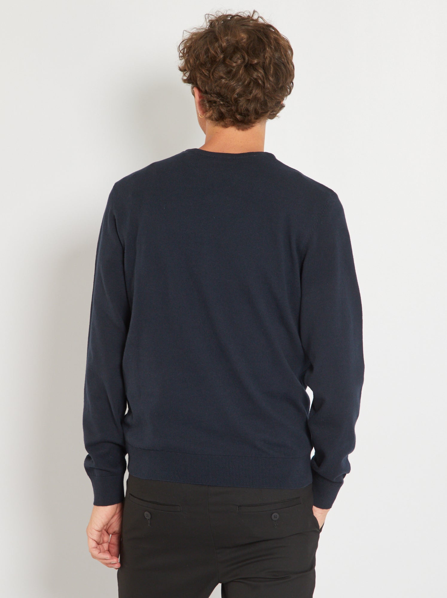 Pull basique en maille unie - Bleu marine
