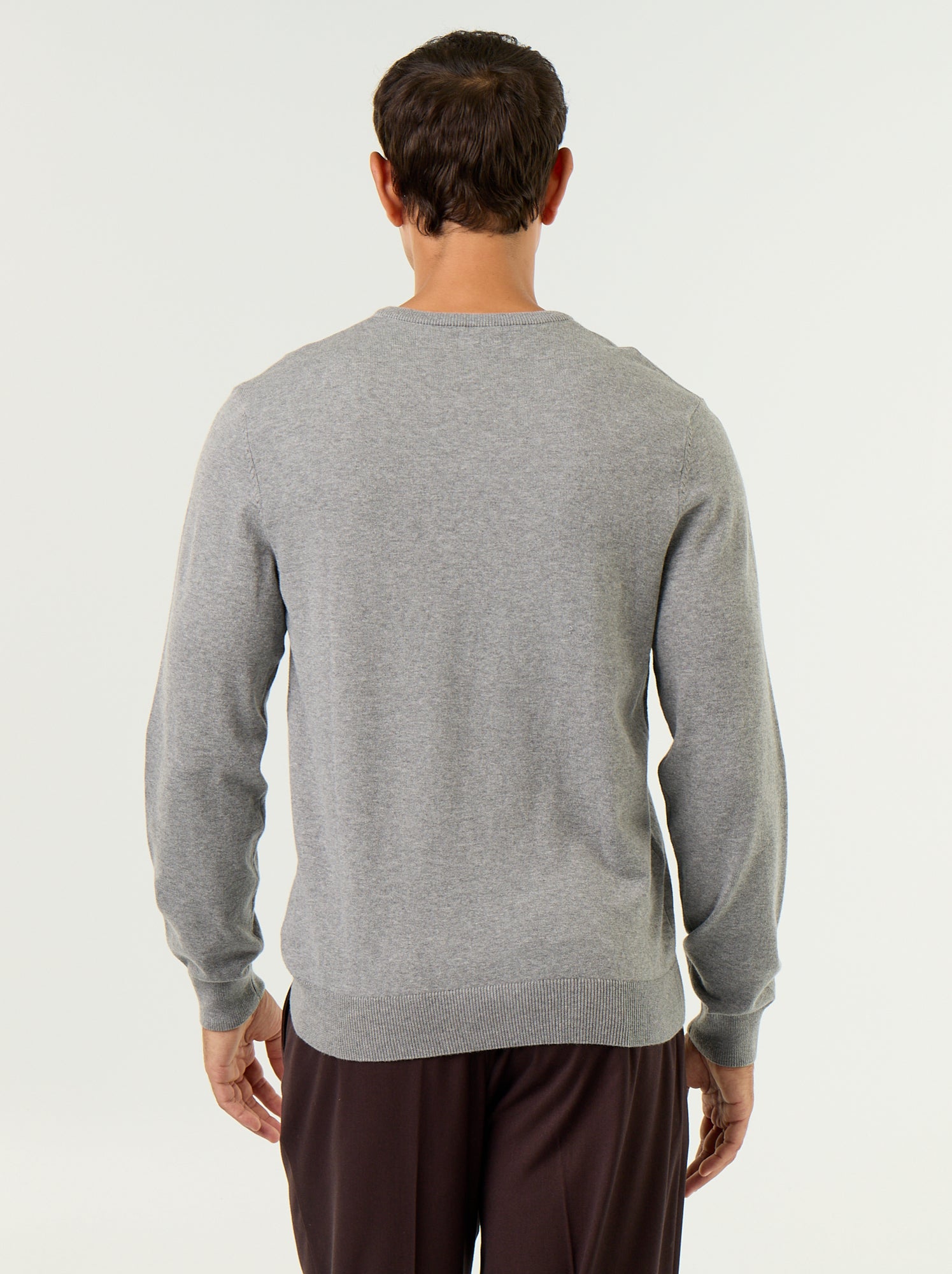 Pull basique en maille unie - Gris