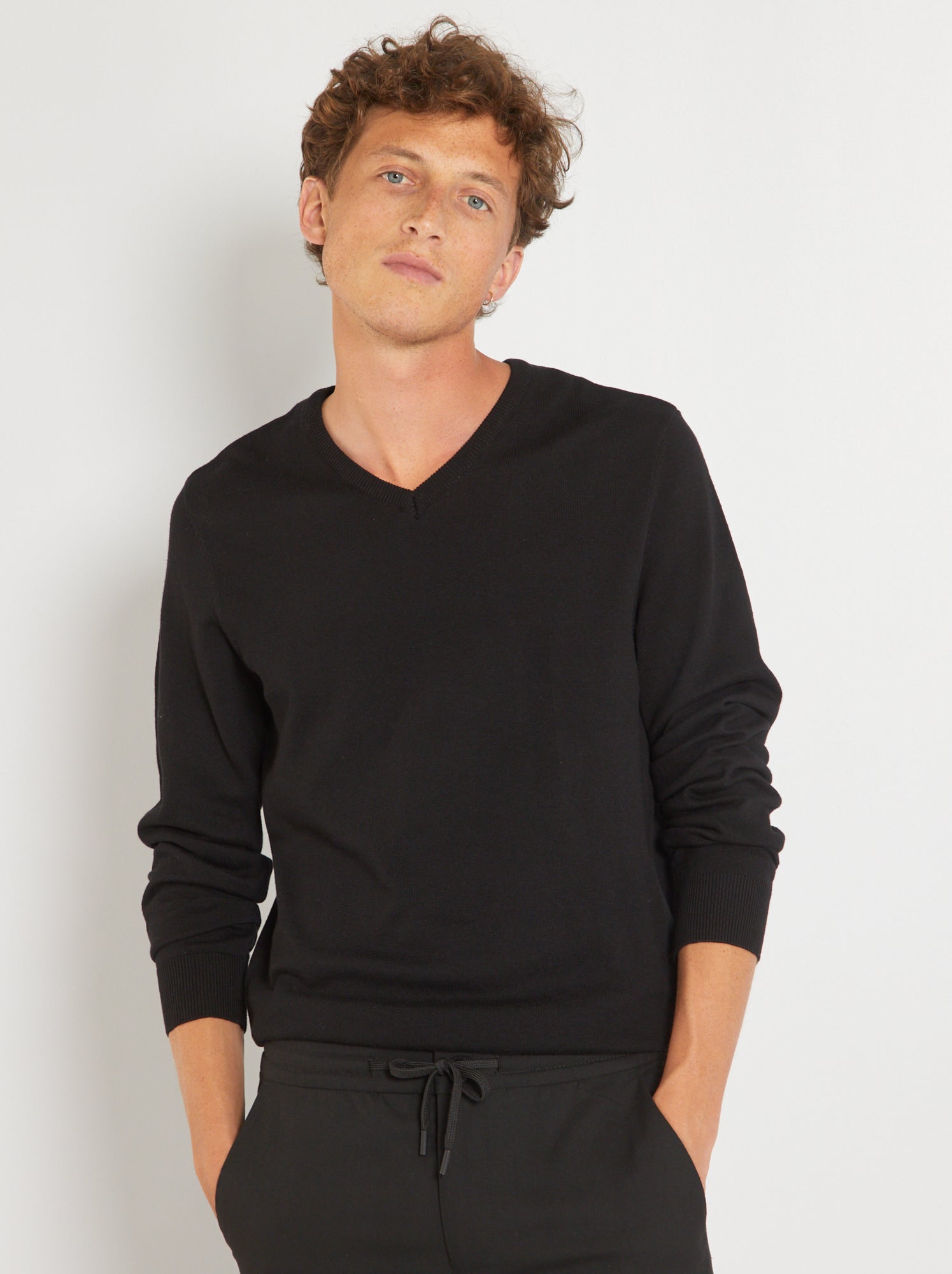 Pull basique en maille unie - Noir