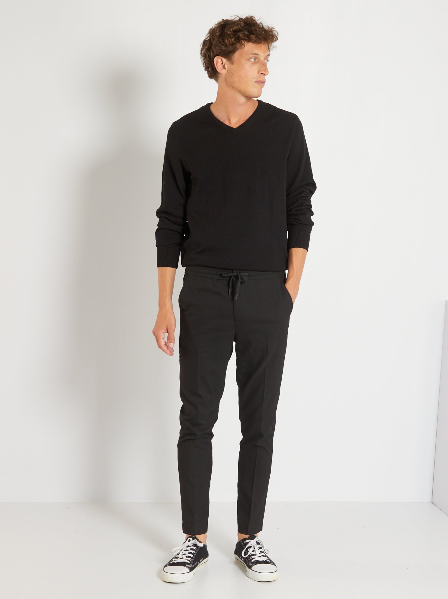Pull basique en maille unie - Noir