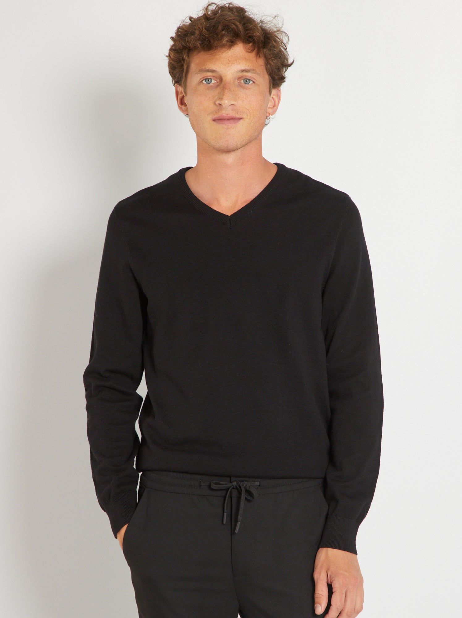 Pull basique en maille unie - Noir
