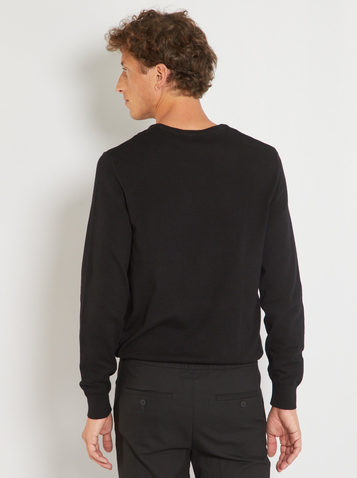 Pull basique en maille unie - Noir