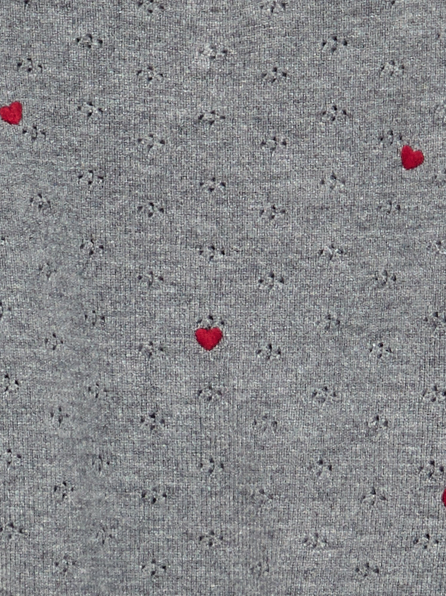 Pull brodé en maille pointelle - Gris