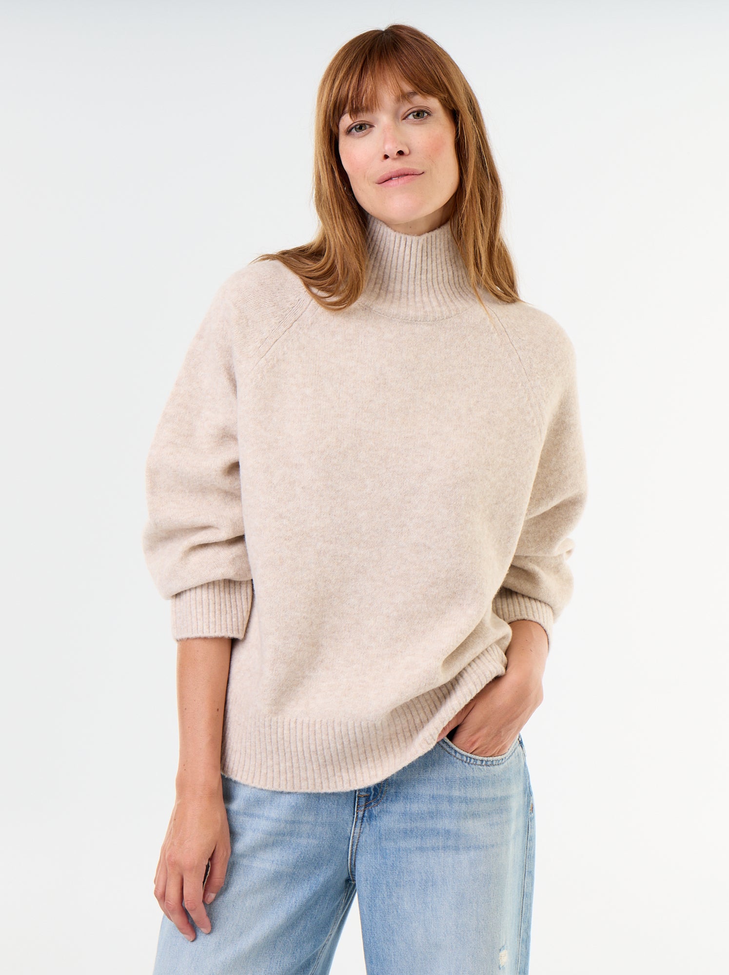 Pull chaud col montant - Beige