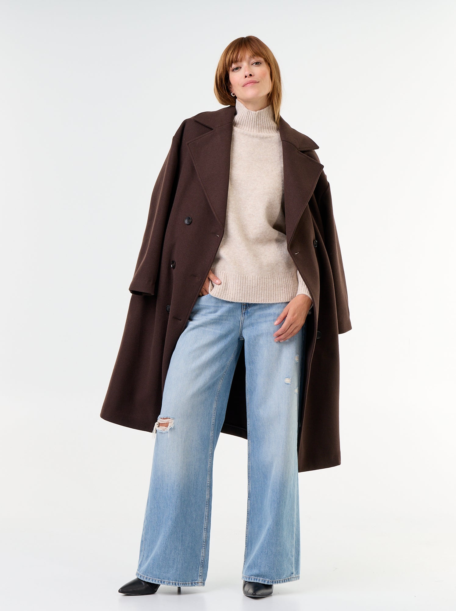 Pull chaud col montant - Beige