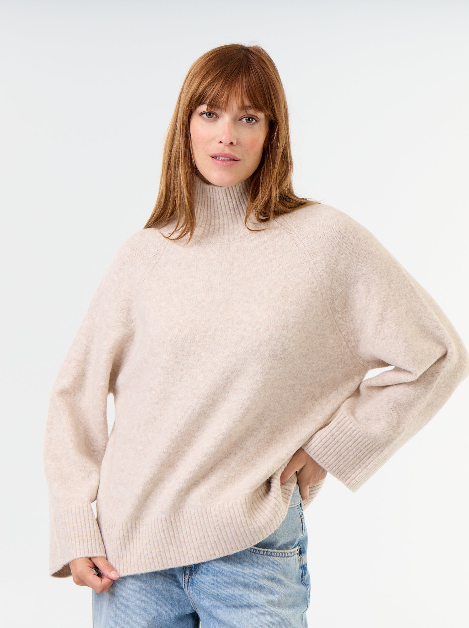 Pull chaud col montant - Beige
