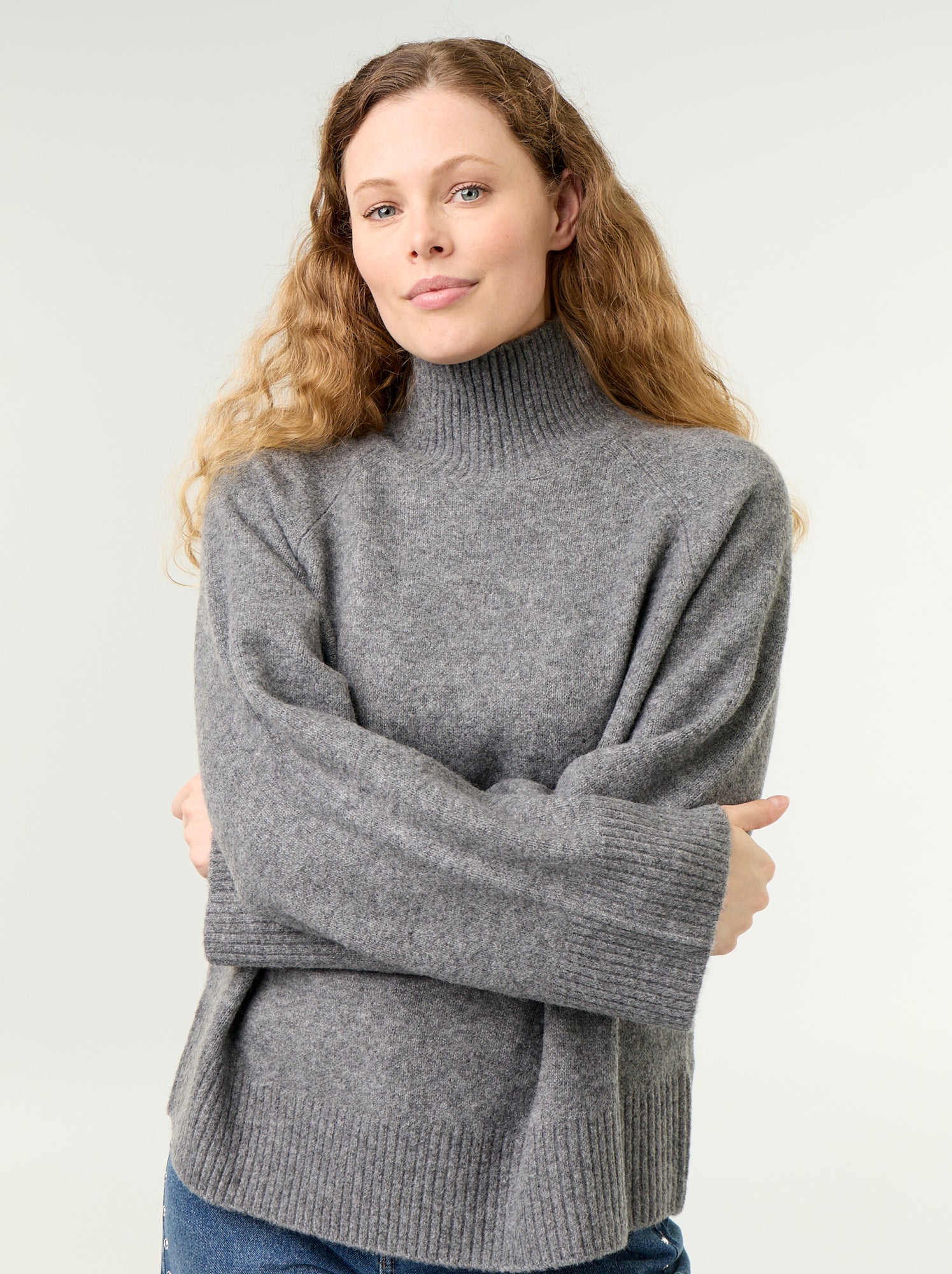 Pull chaud col montant - Gris