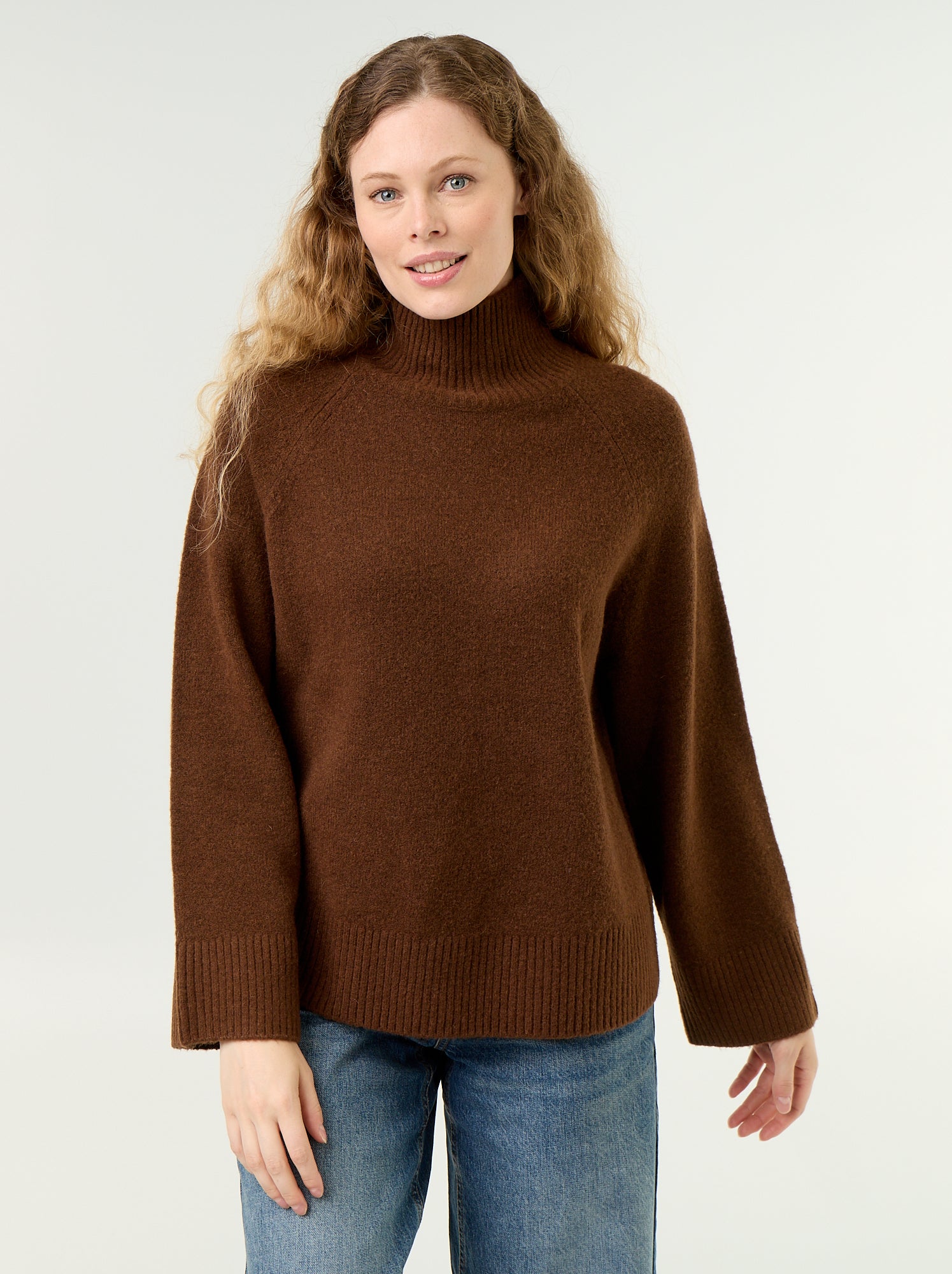 Pull chaud col montant - Marron