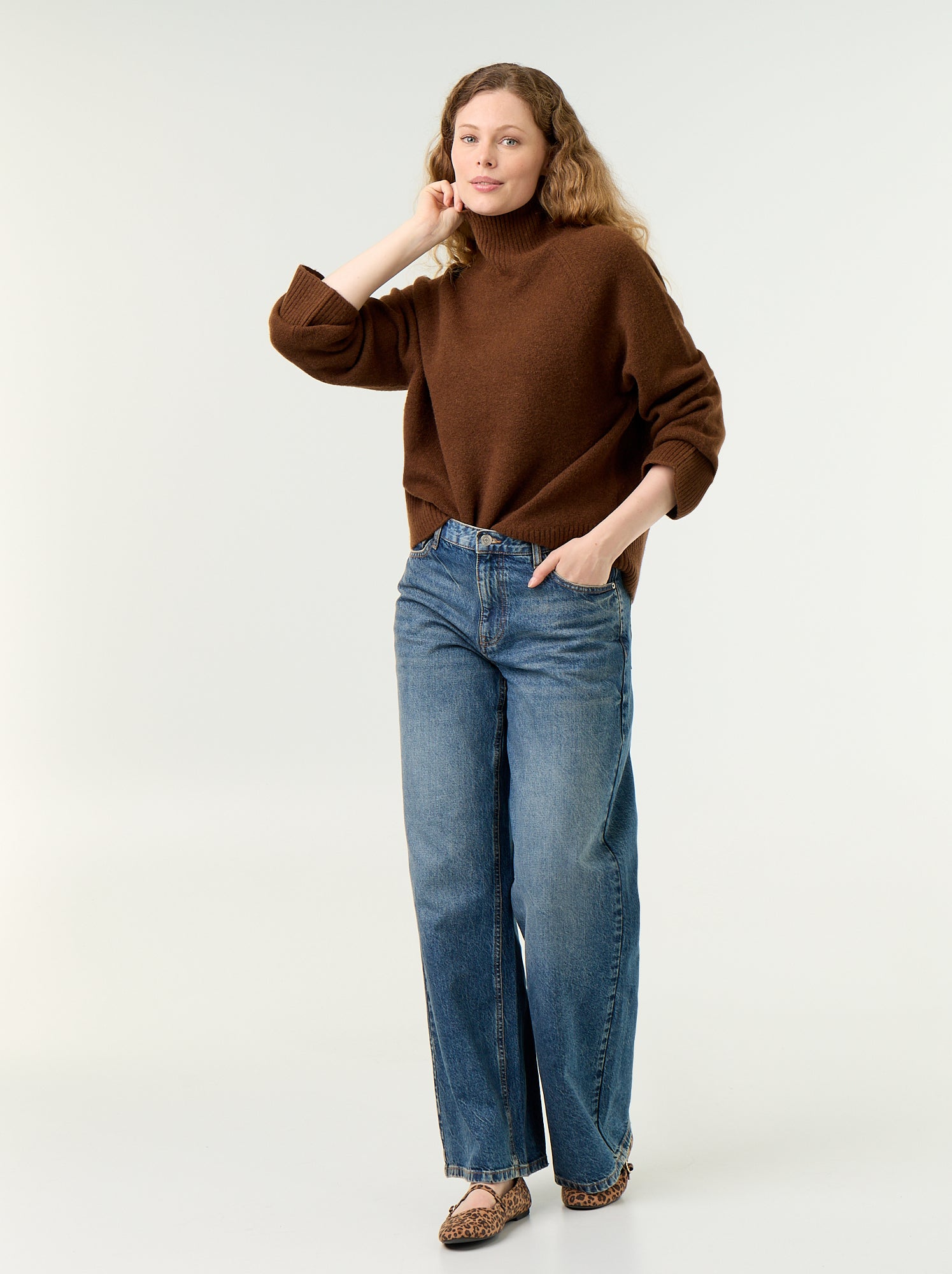Pull chaud col montant - Marron