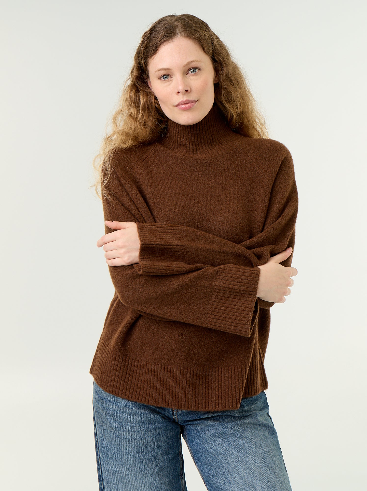 Pull chaud col montant - Marron