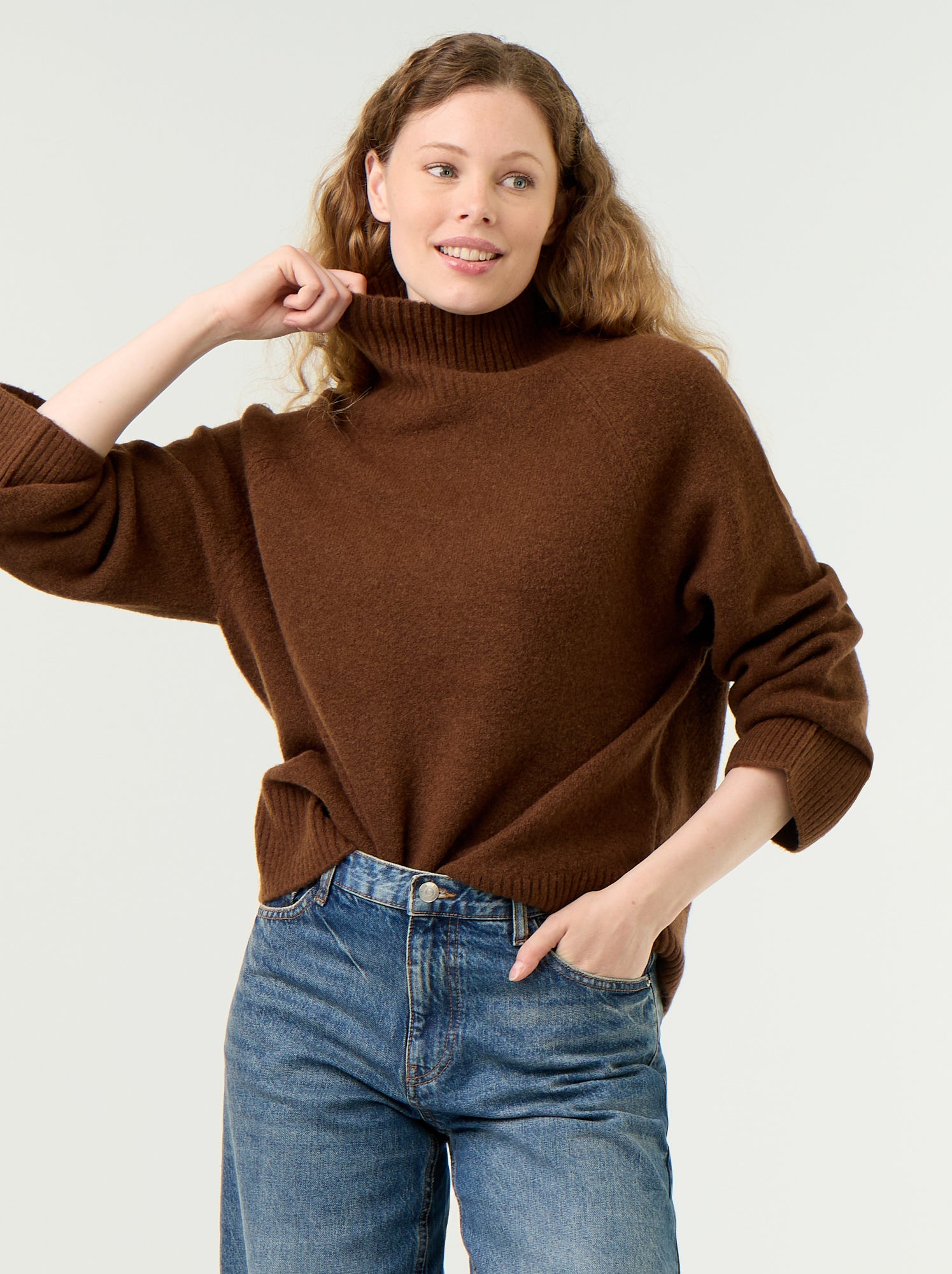 Pull chaud col montant - Marron