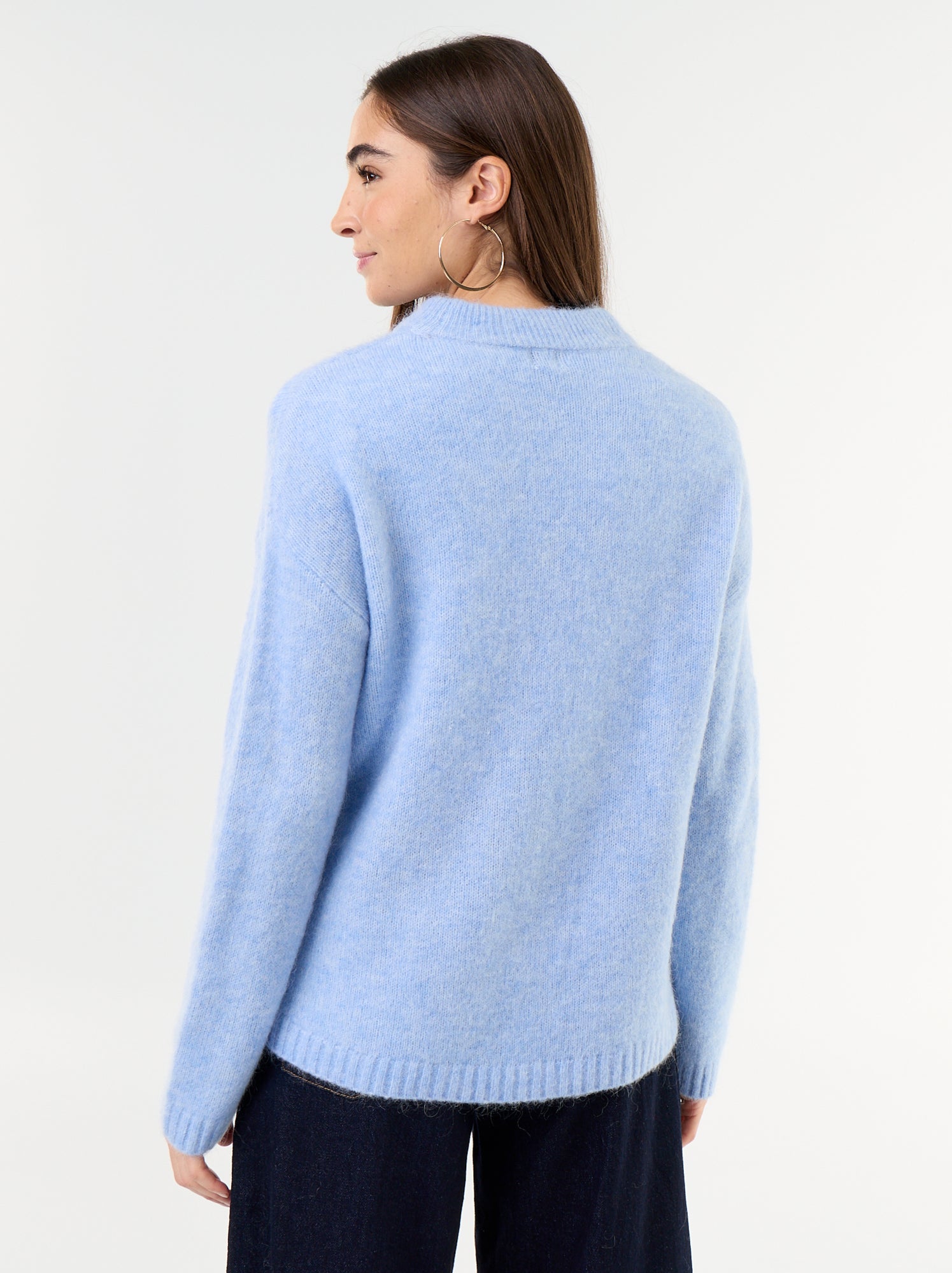 Pull chaud en mohair à col rond - Bleu (GFU92_4)