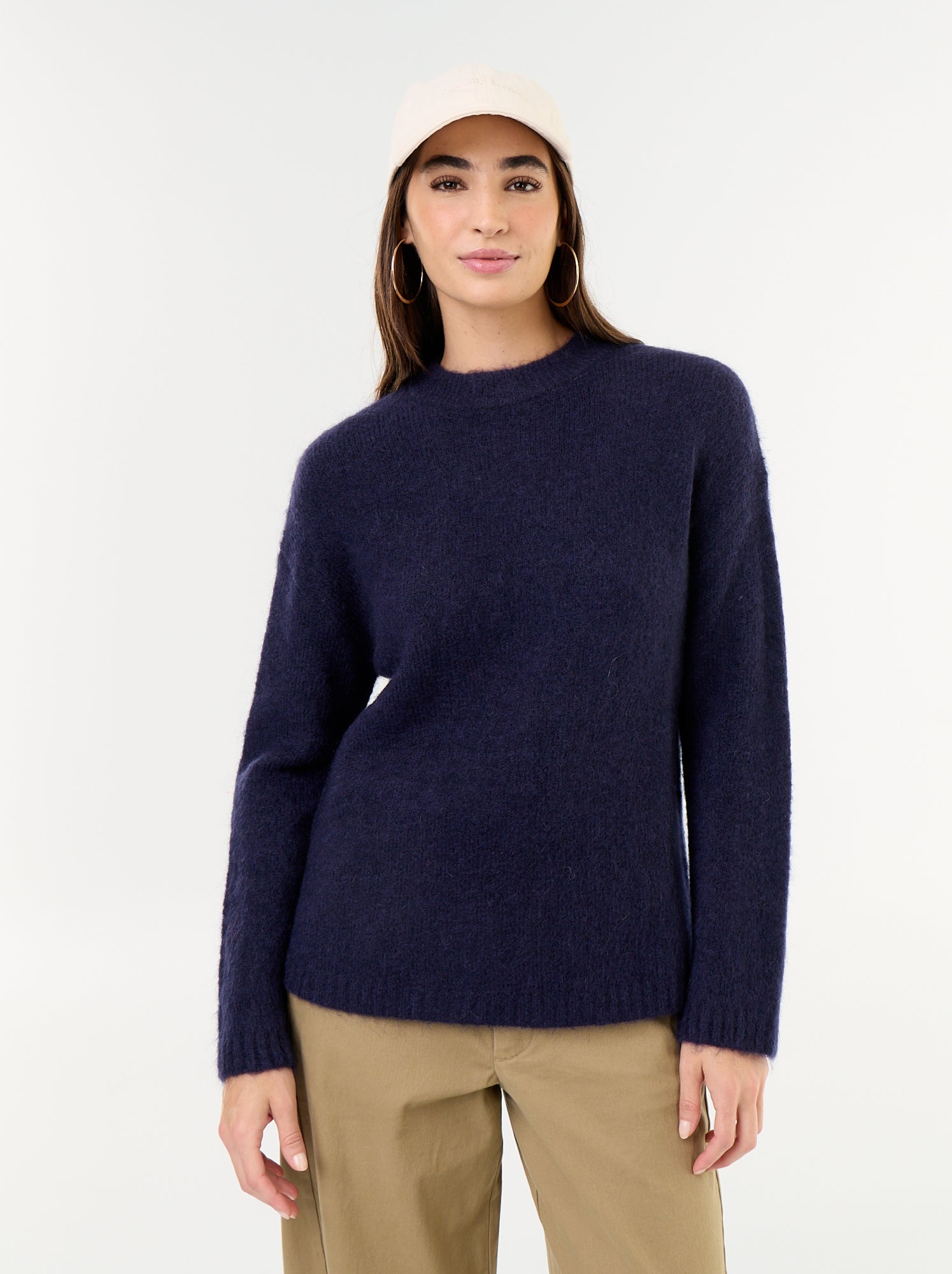 Pull chaud en mohair à col rond - Bleu (GFU92_6)