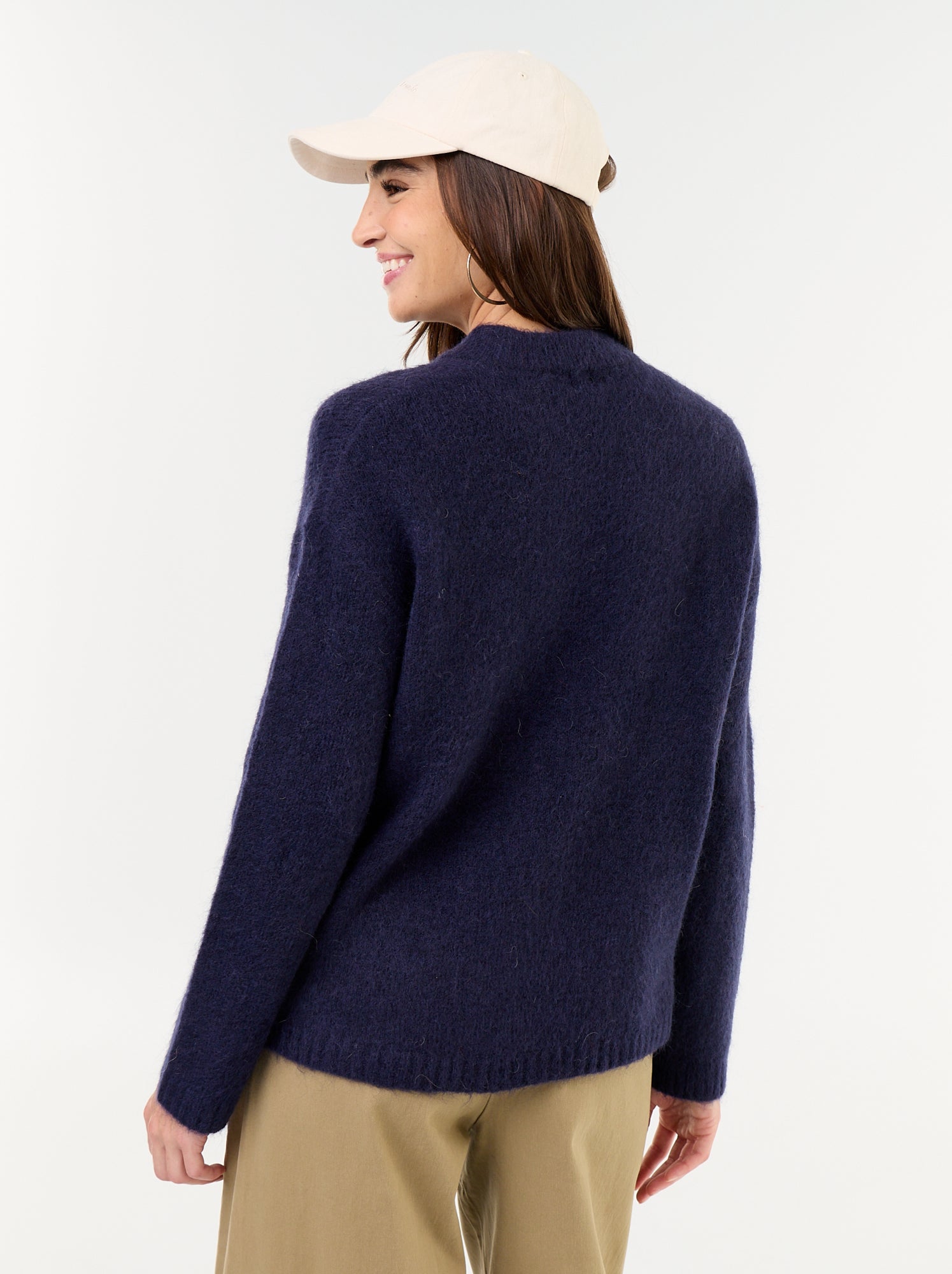 Pull chaud en mohair à col rond - Bleu (GFU92_6)