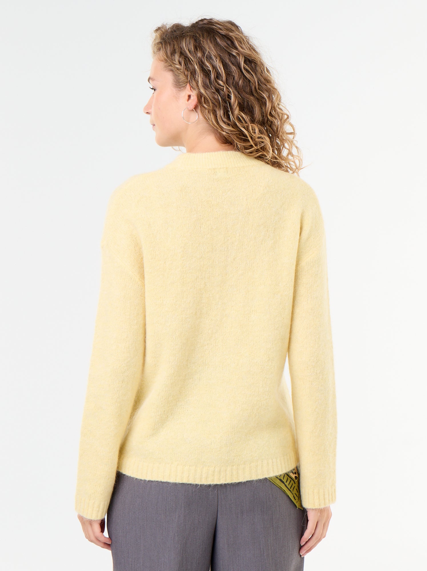 Pull chaud en mohair à col rond - Jaune
