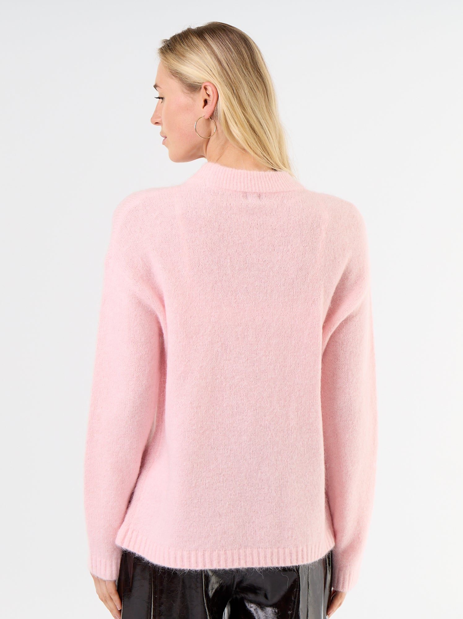 Pull chaud en mohair à col rond - Rose