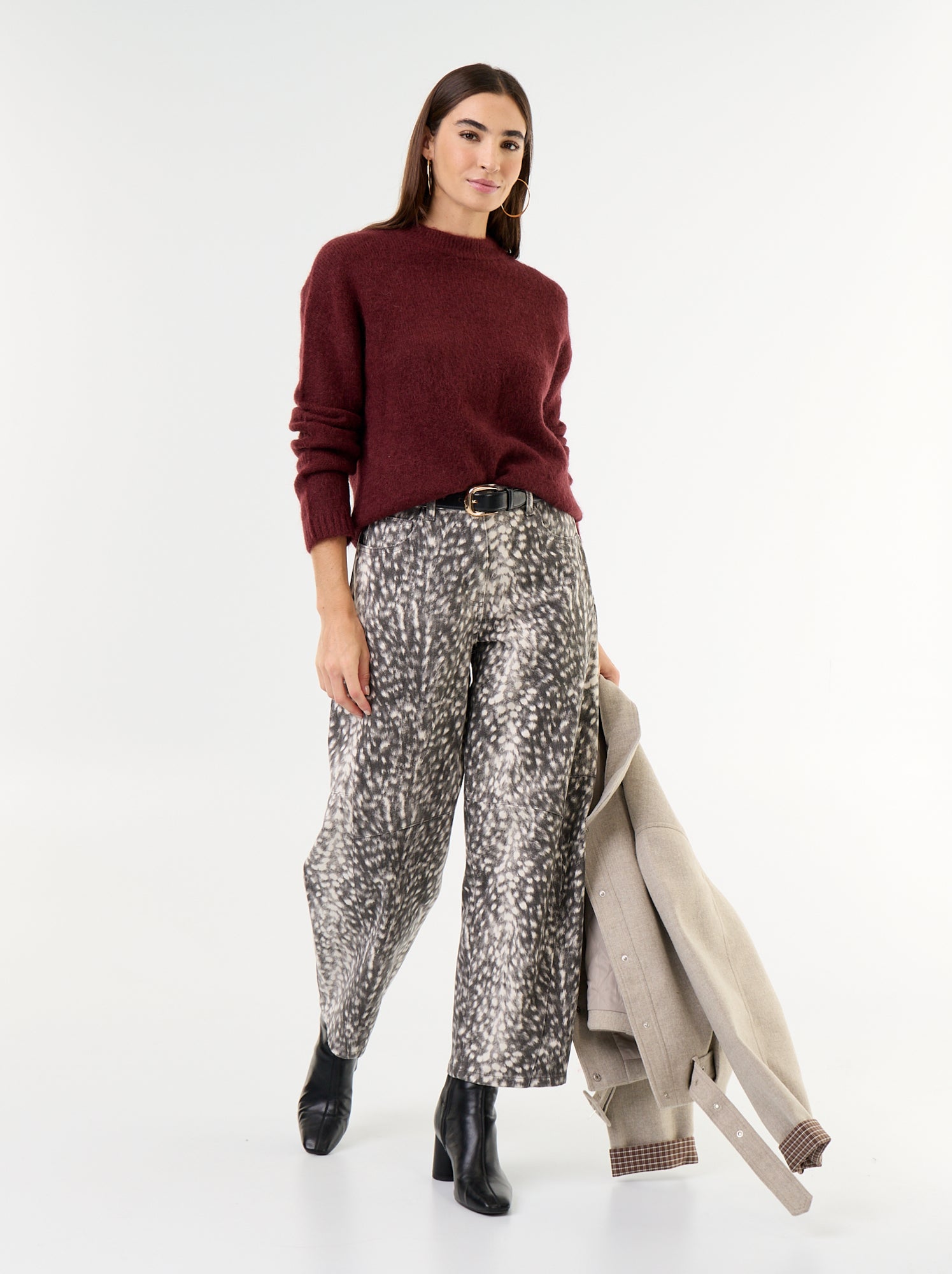Pull chaud en mohair à col rond - Violet