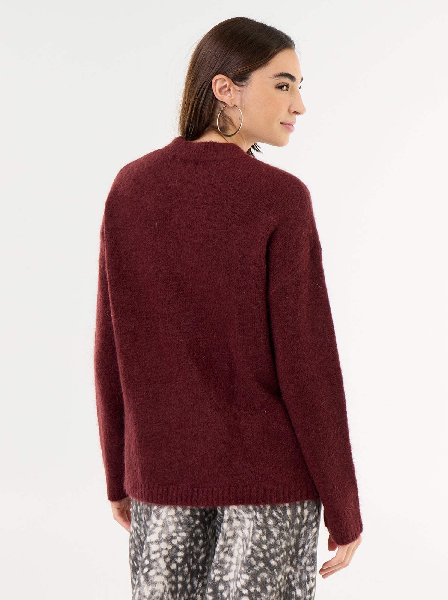 Pull chaud en mohair à col rond - Violet