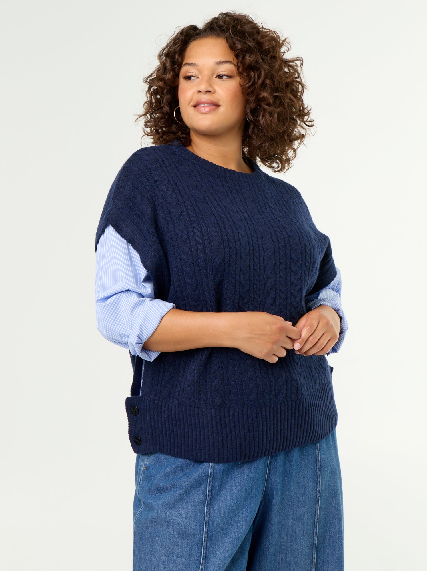 Pull chemise 2-en-1 - Bleu