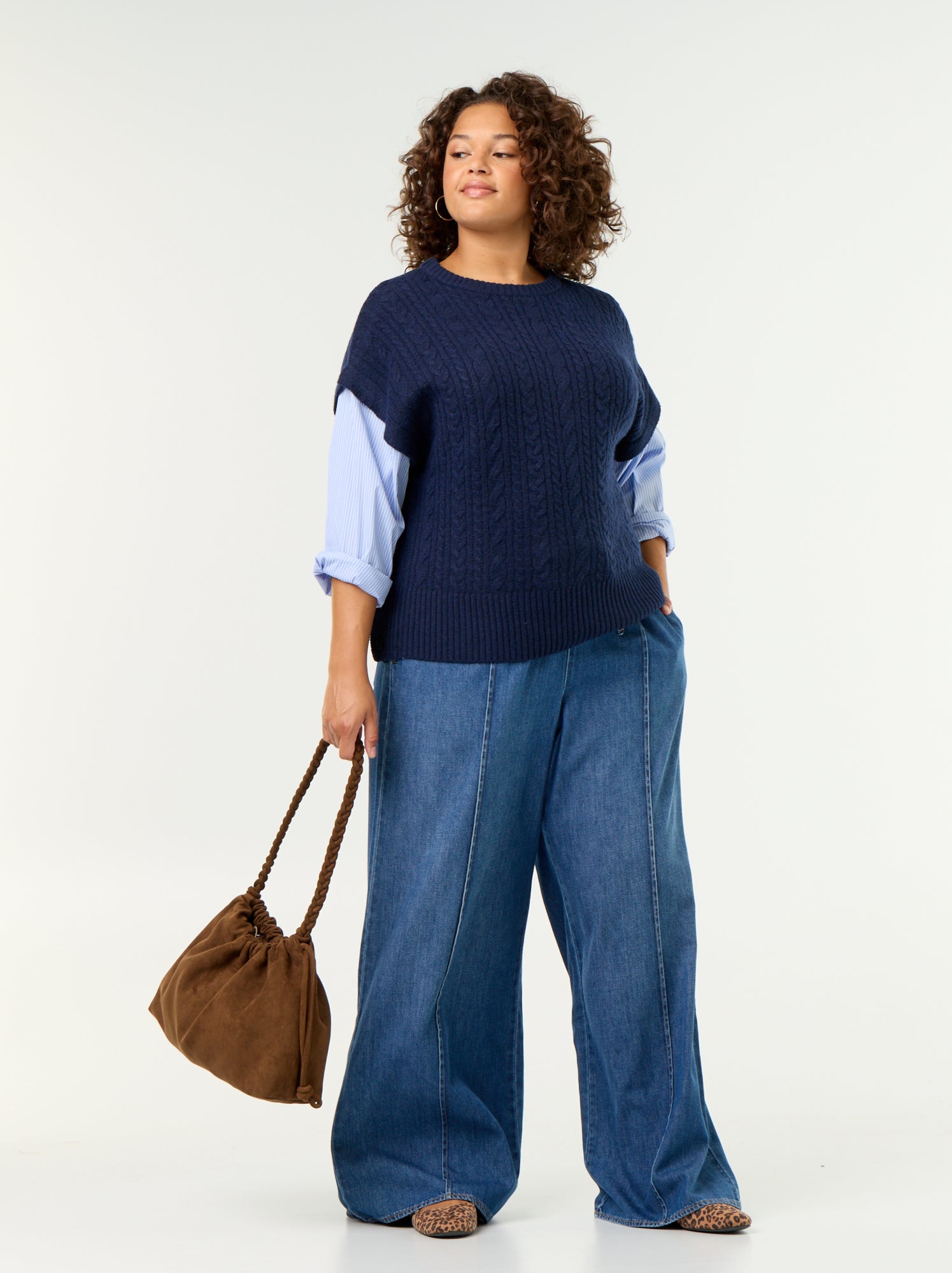 Pull chemise 2-en-1 - Bleu