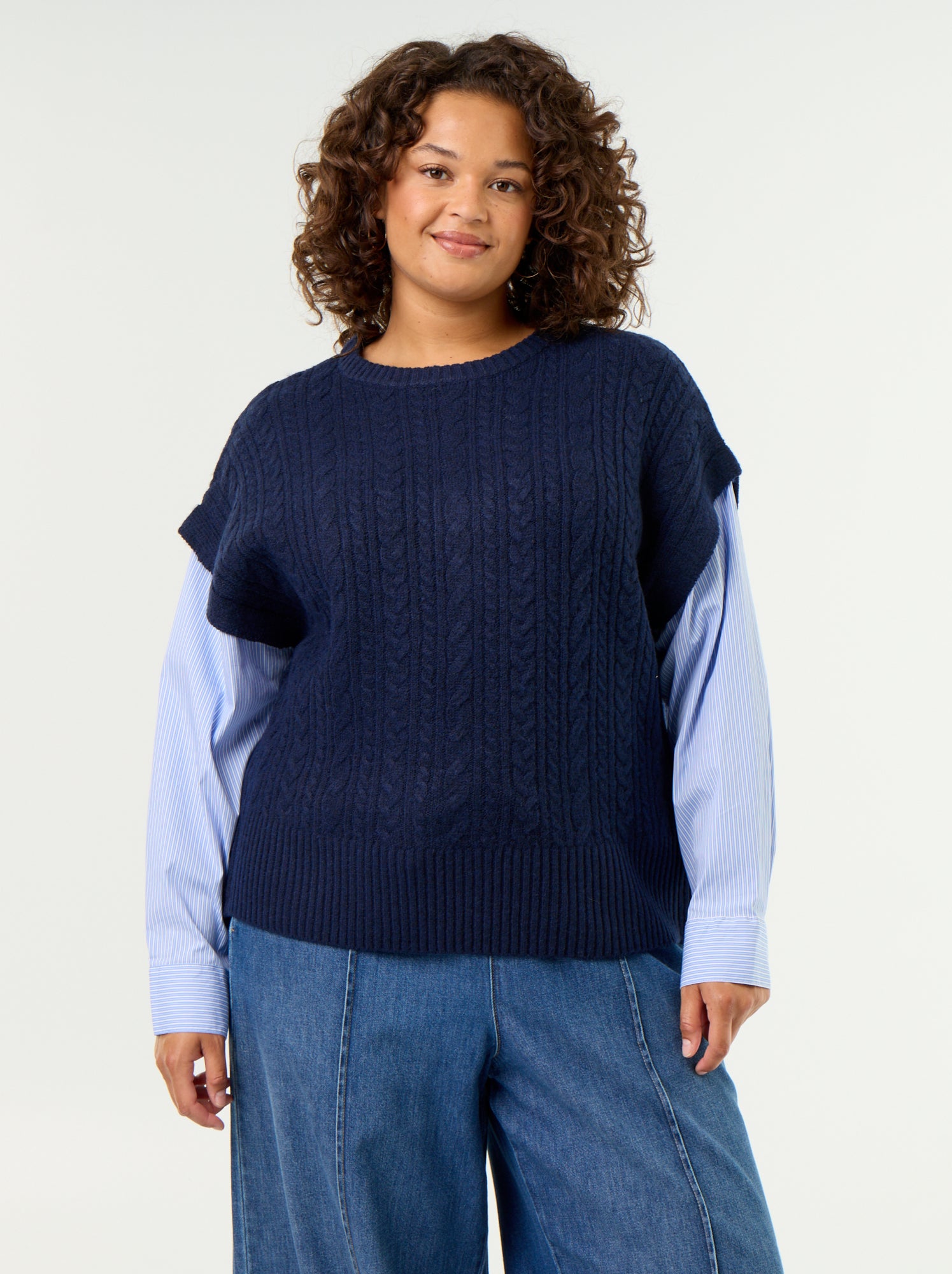 Pull chemise 2-en-1 - Bleu