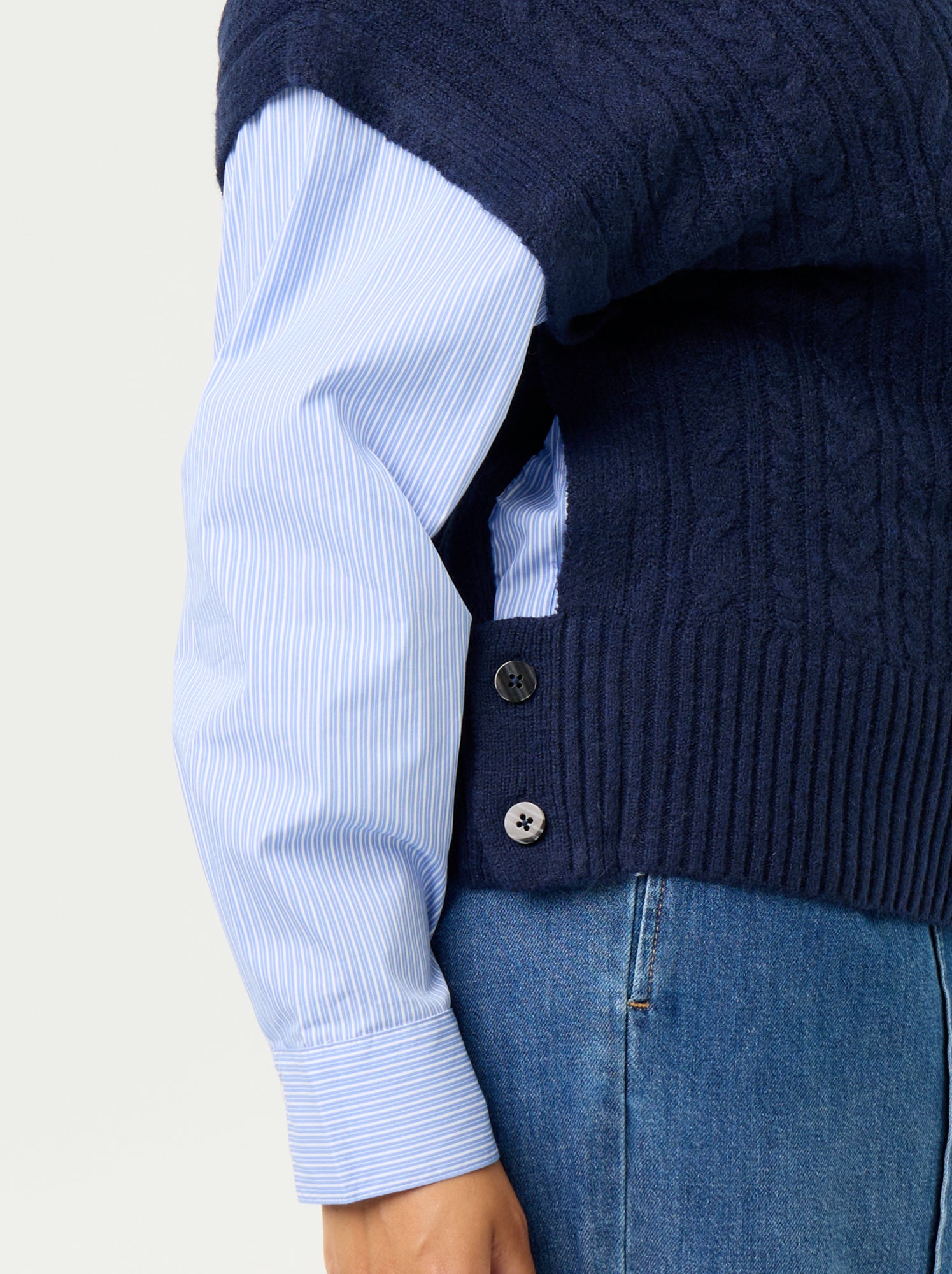 Pull chemise 2-en-1 - Bleu