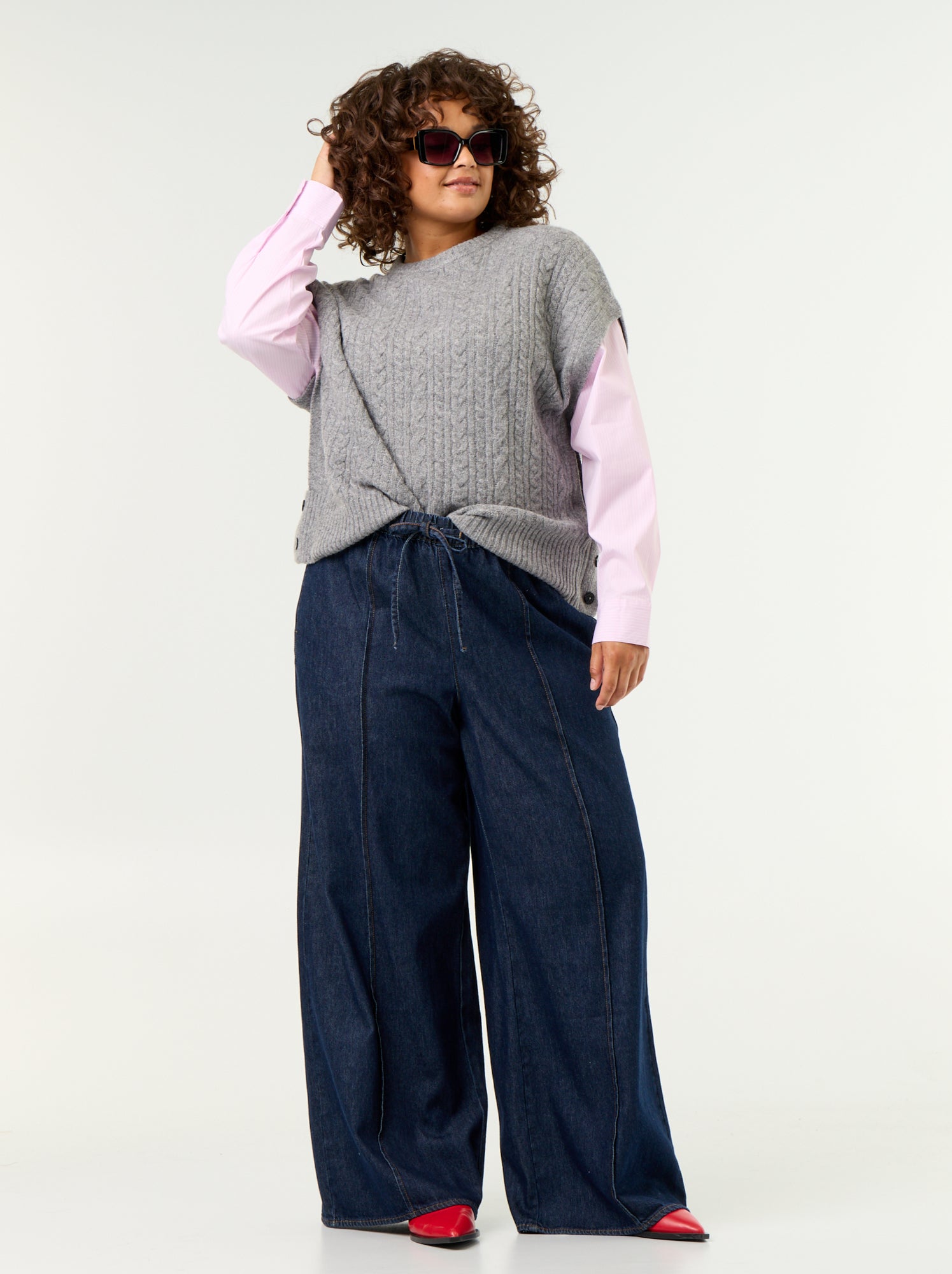 Pull chemise 2-en-1 - Gris