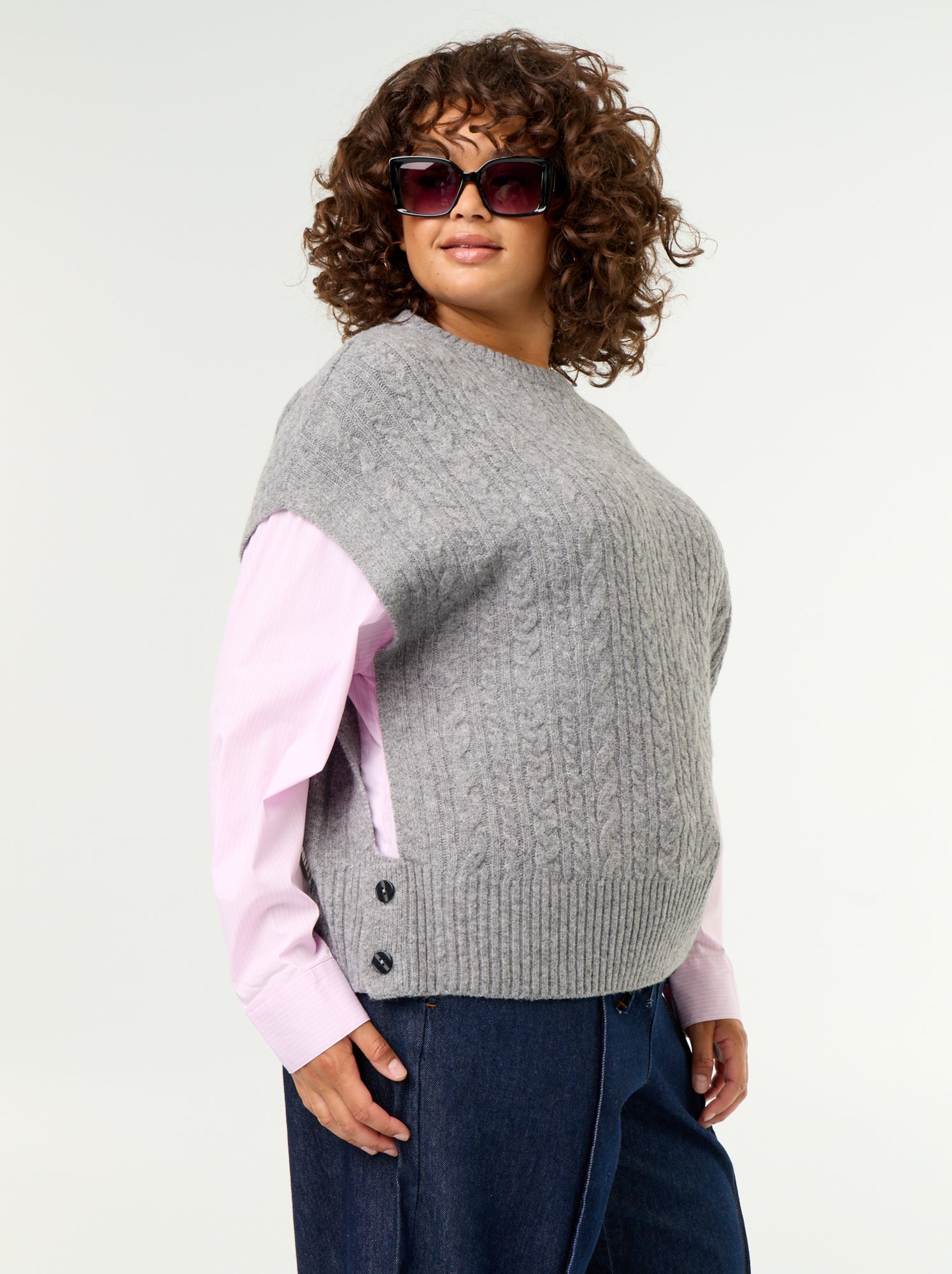 Pull chemise 2-en-1 - Gris