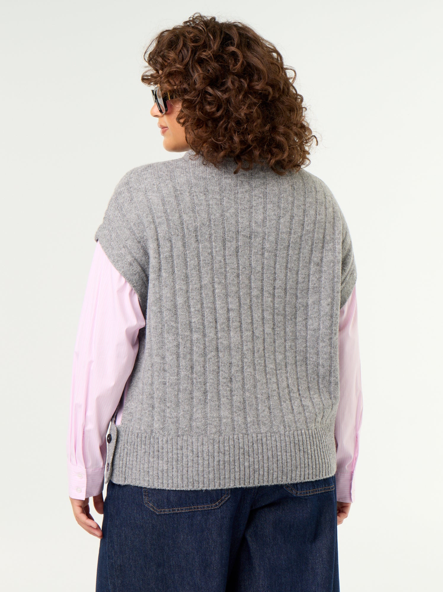 Pull chemise 2-en-1 - Gris