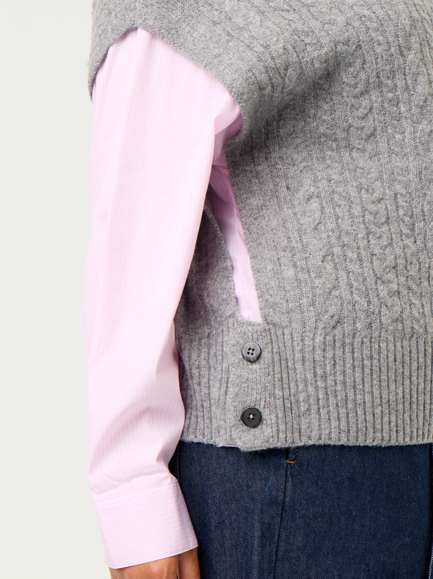 Pull chemise 2-en-1 - Gris