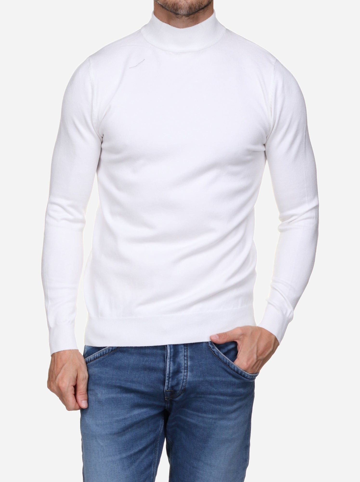 Pull col cheminée - Kenzarro - Blanc