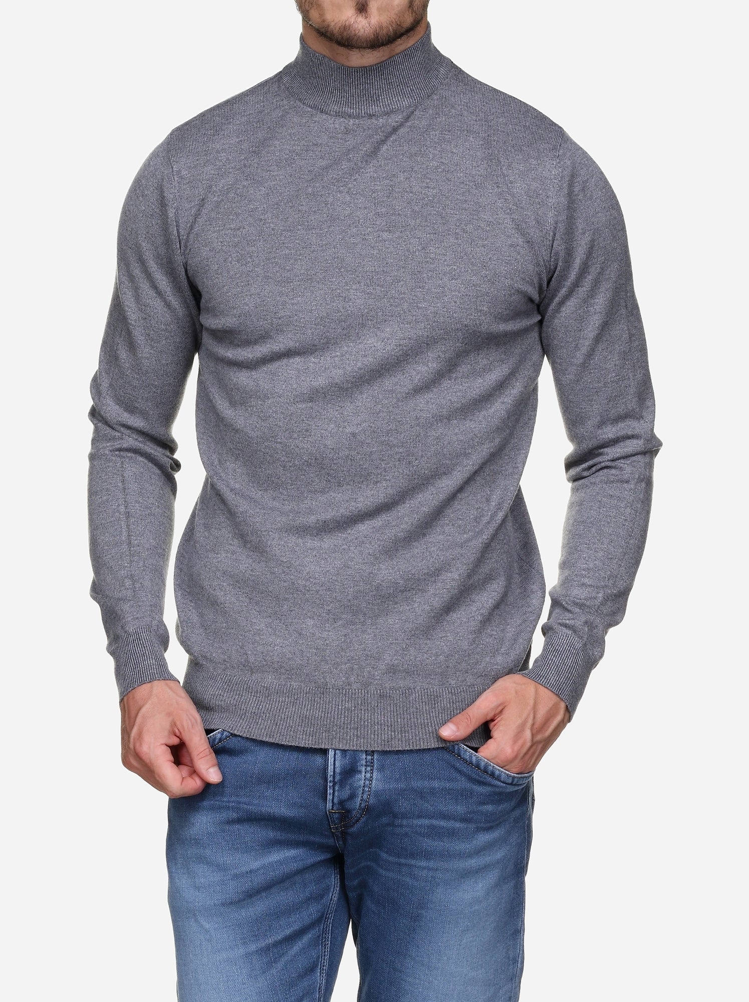 Pull col cheminée - Kenzarro - Gris clair