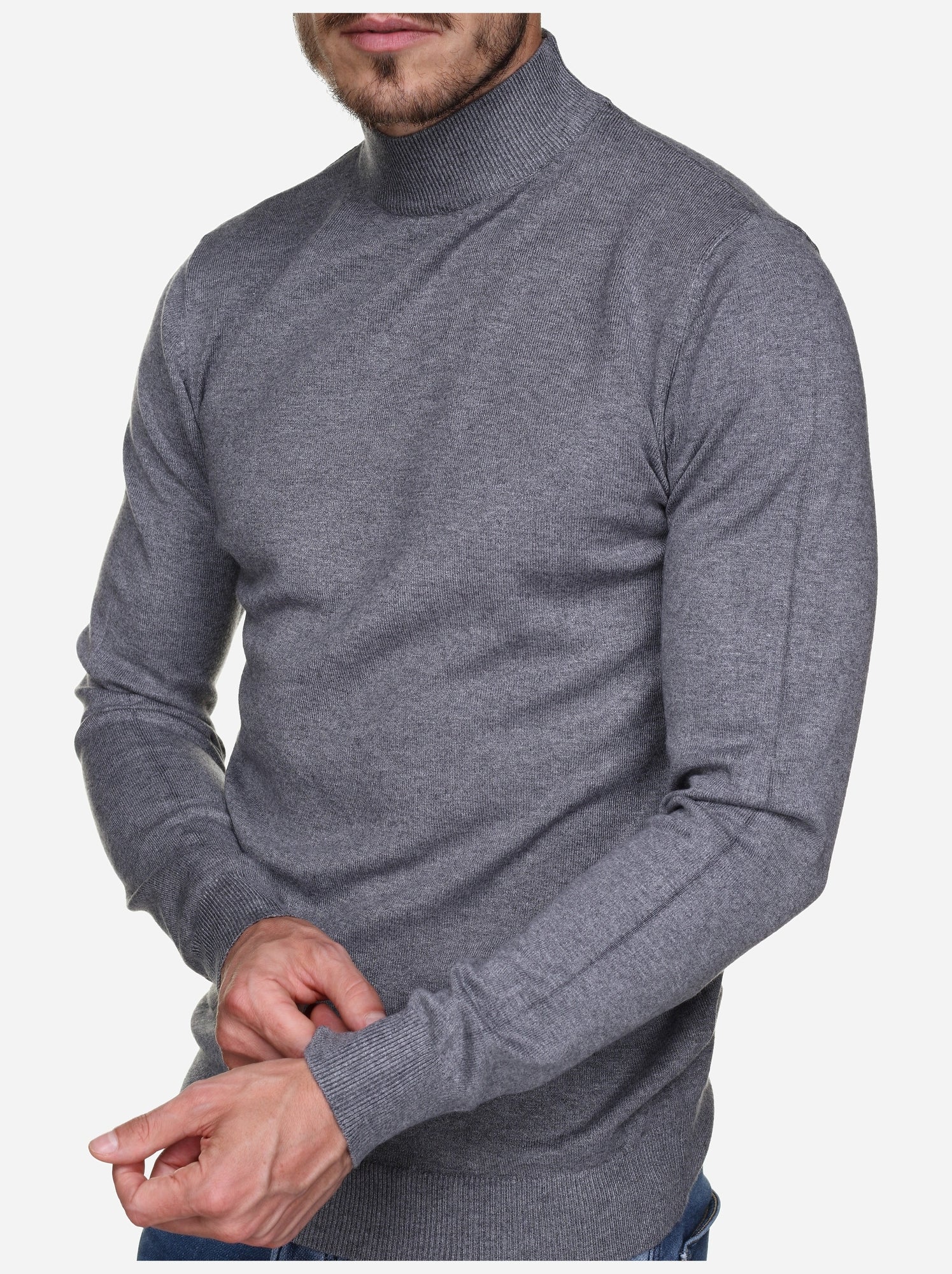 Pull col cheminée - Kenzarro - Gris clair