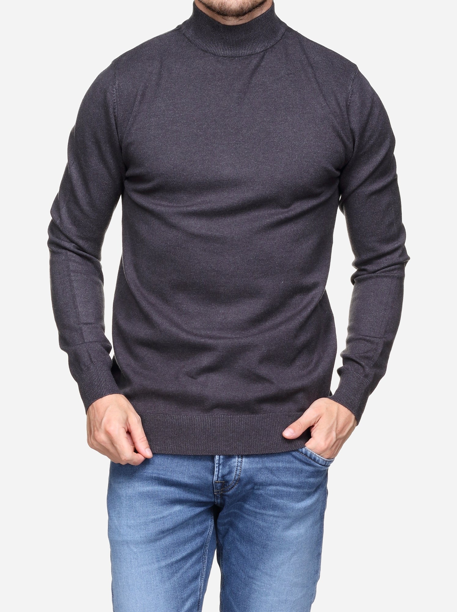 Pull col cheminée - Kenzarro - Gris foncé