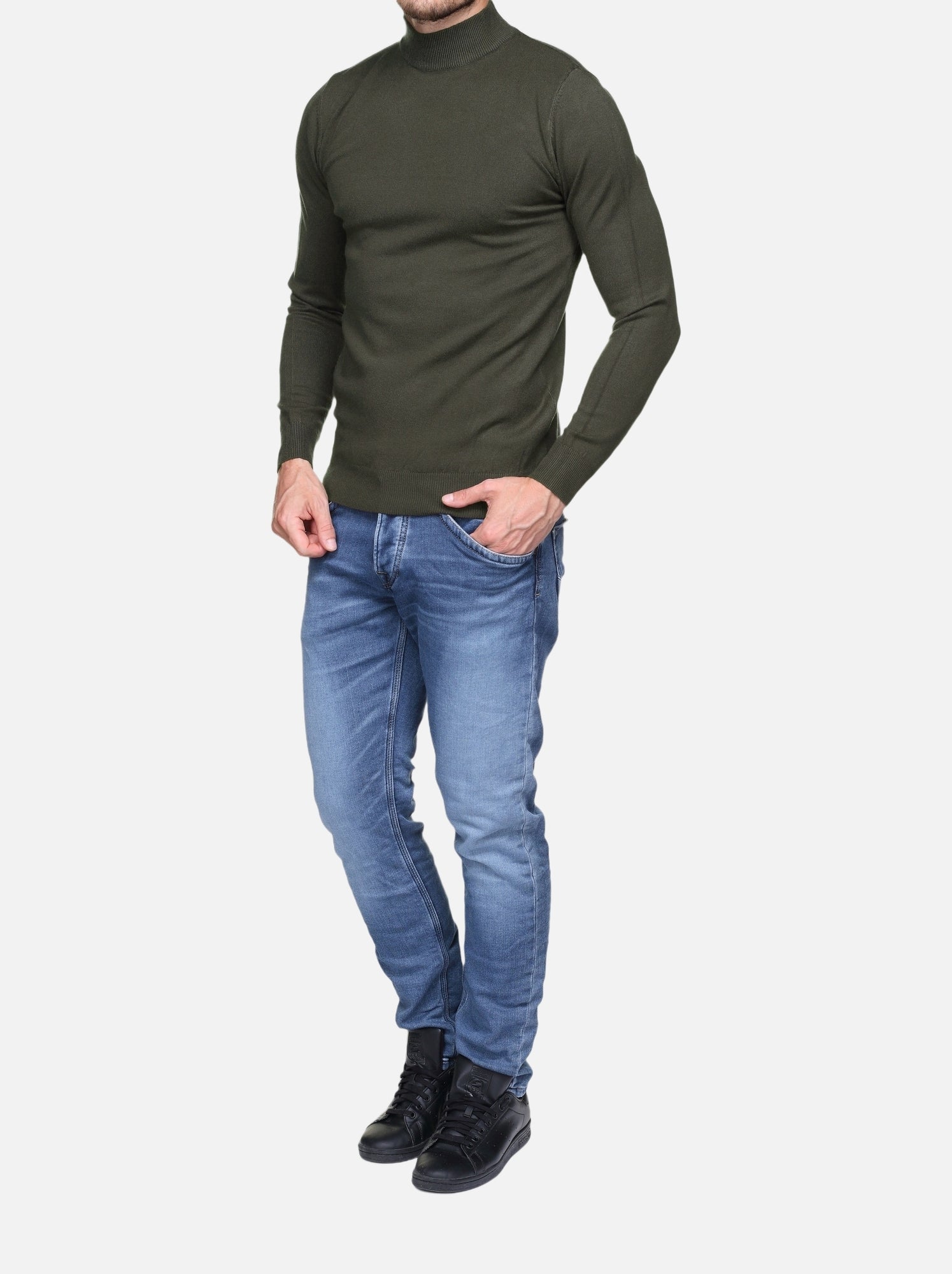 Pull col cheminée - Kenzarro - Kaki