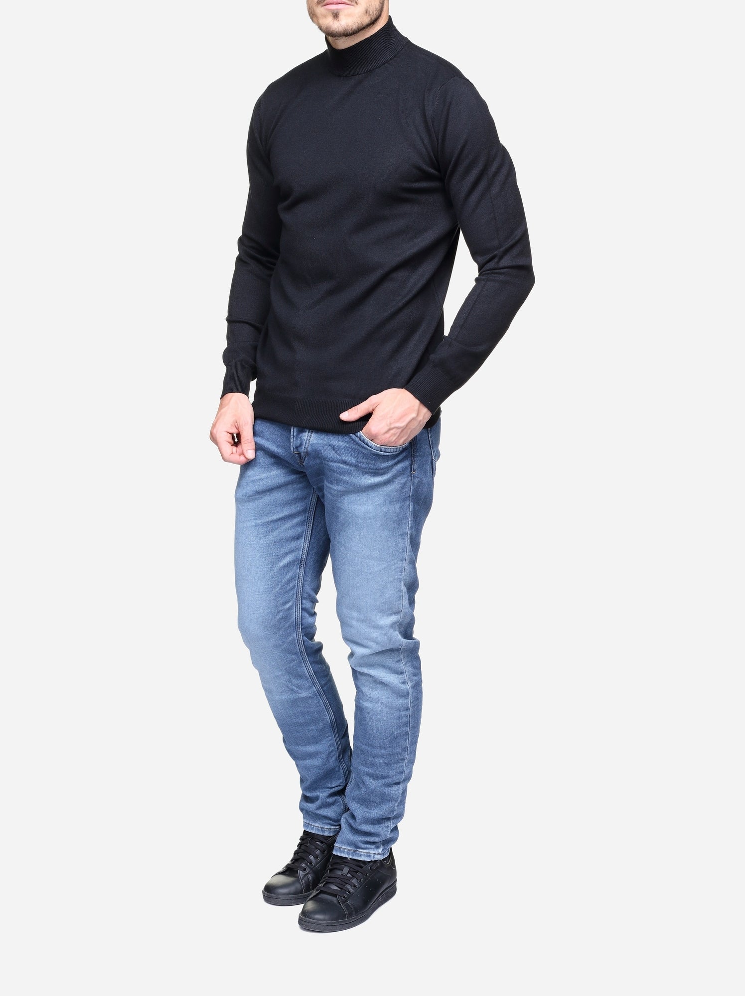 Pull col cheminée - Kenzarro - Noir