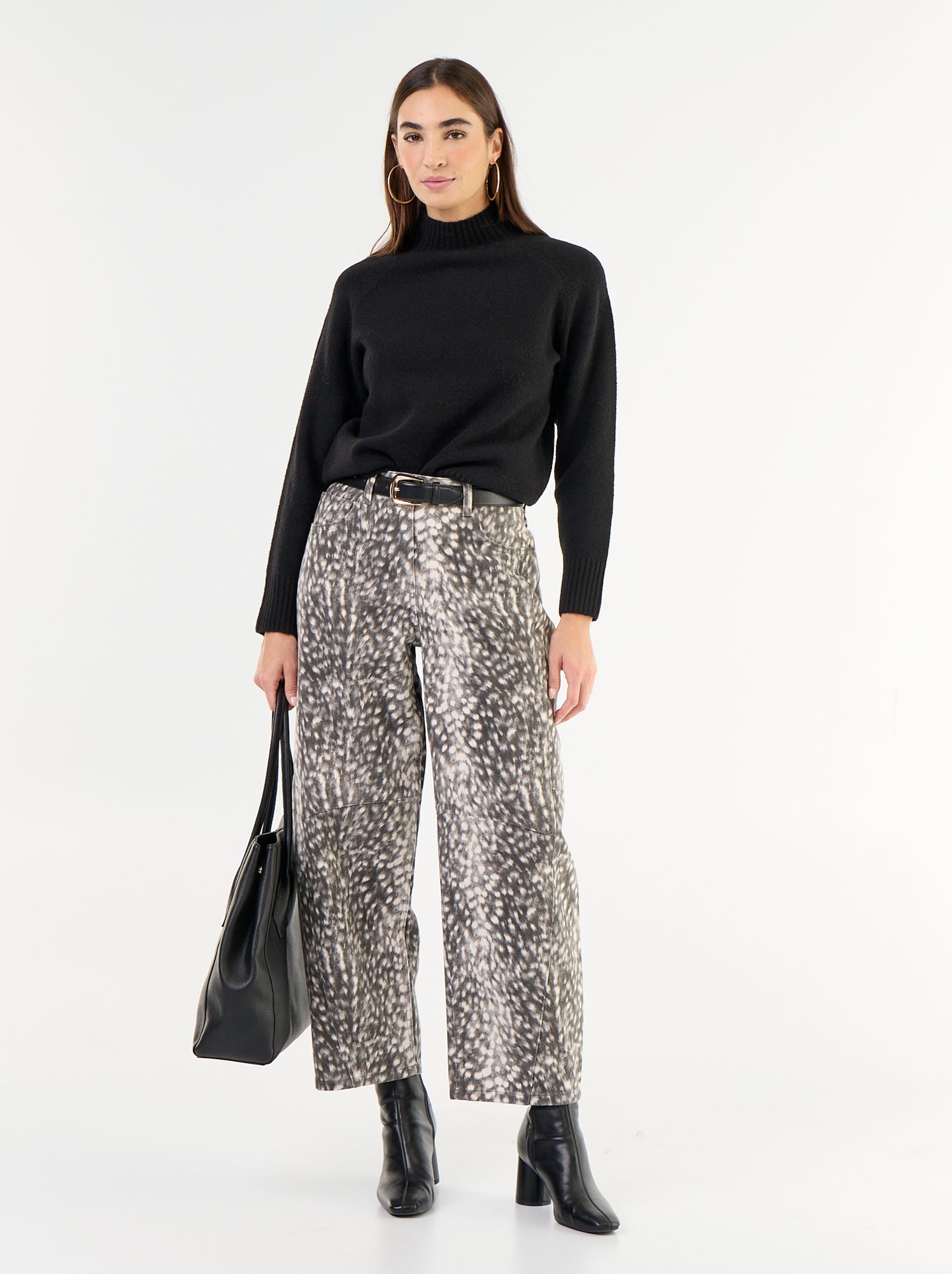 Pull col montant en rib - Noir