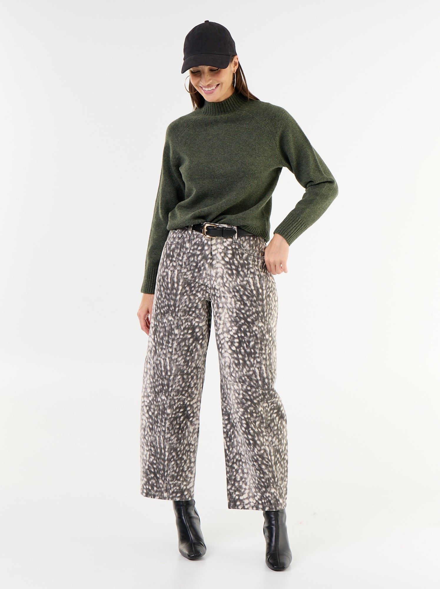 Pull col montant en rib - Vert