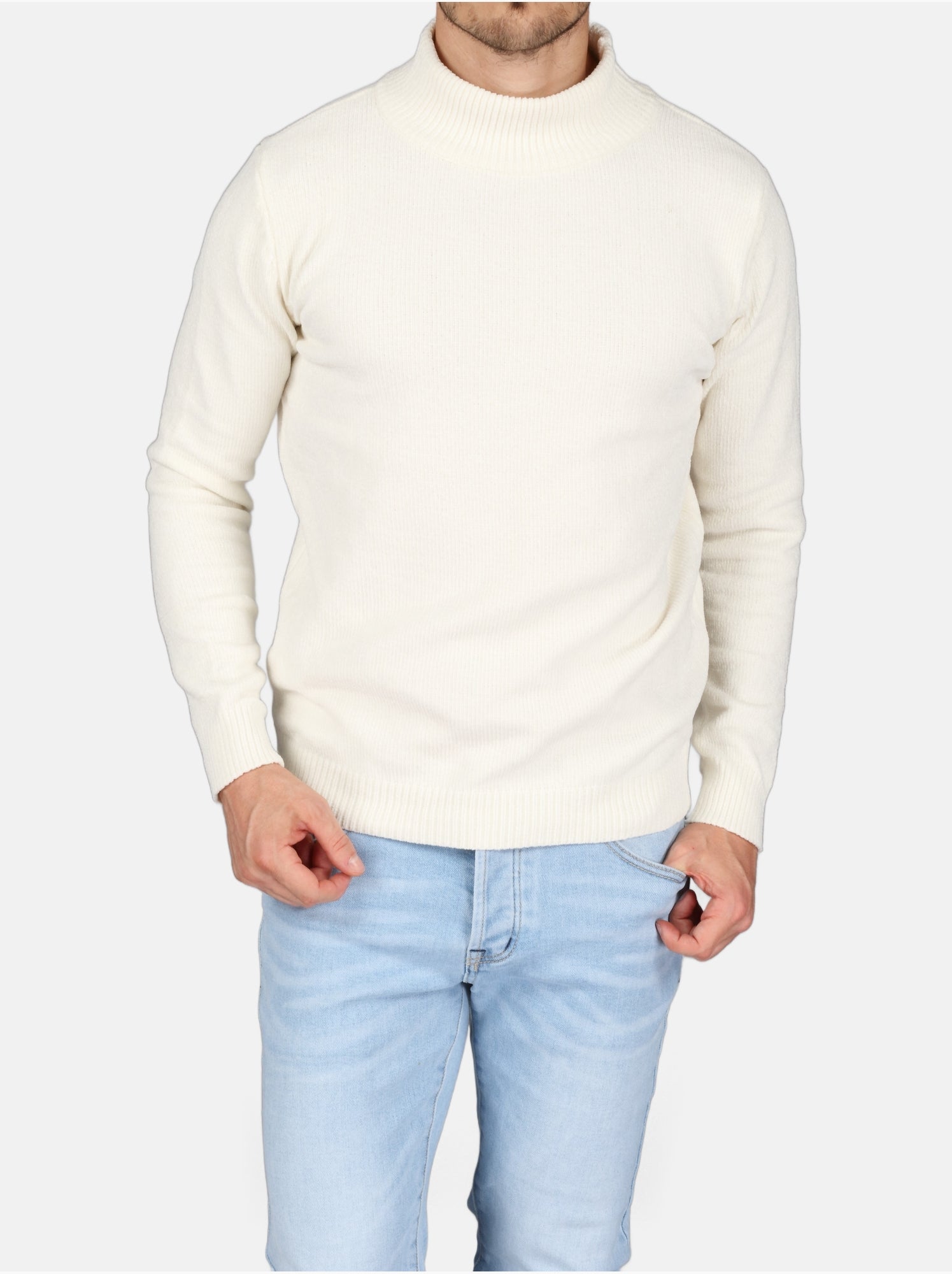 Pull col montant - Kenzarro - Blanc
