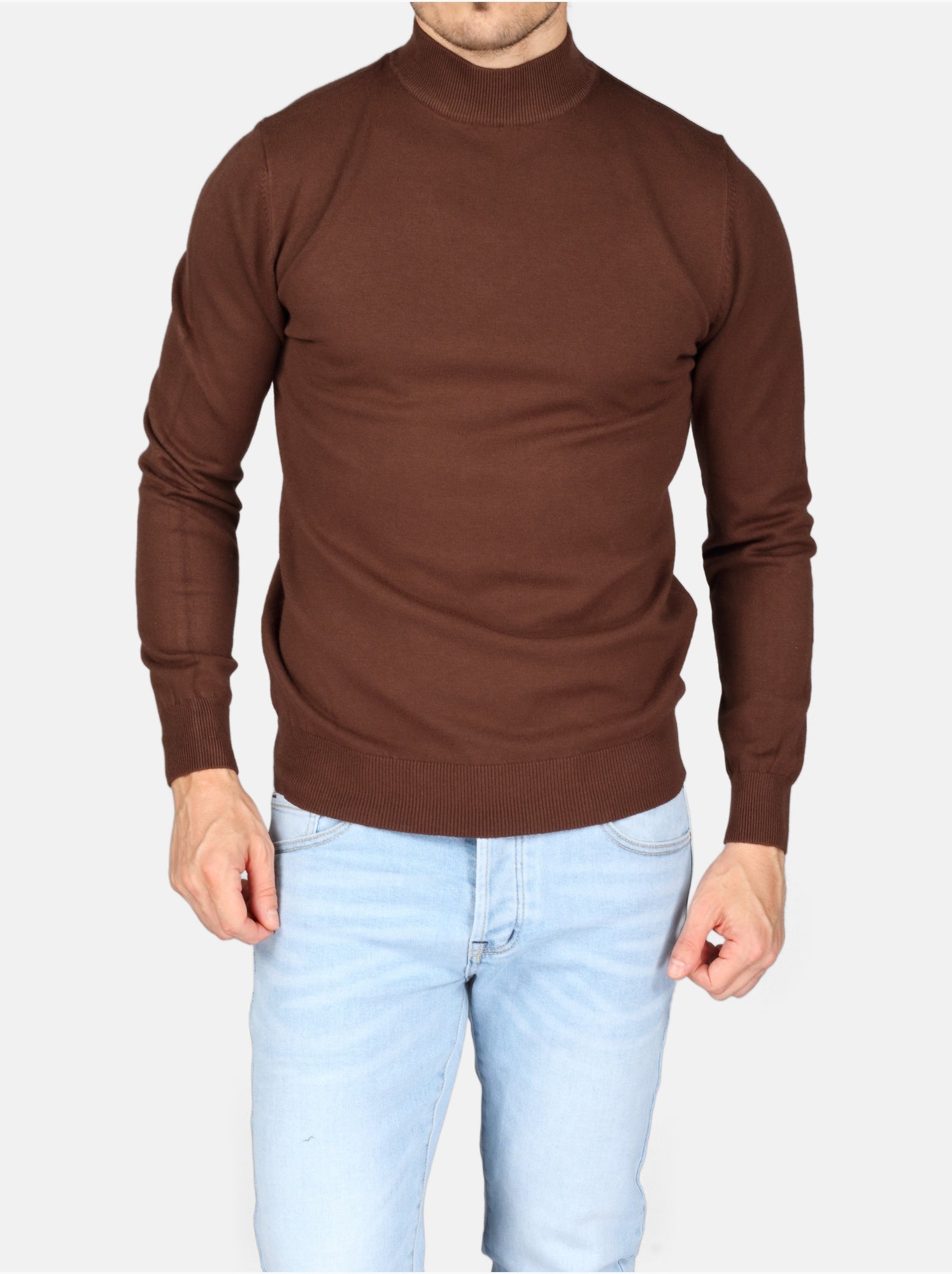 Pull col cheminée - Kenzarro - Marron foncé