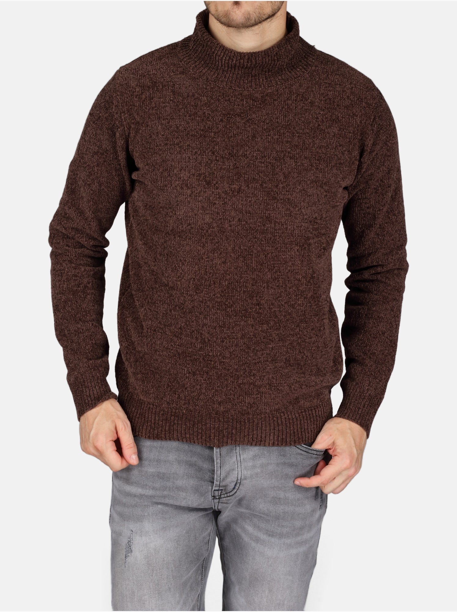 Pull col montant - Kenzarro - Marron