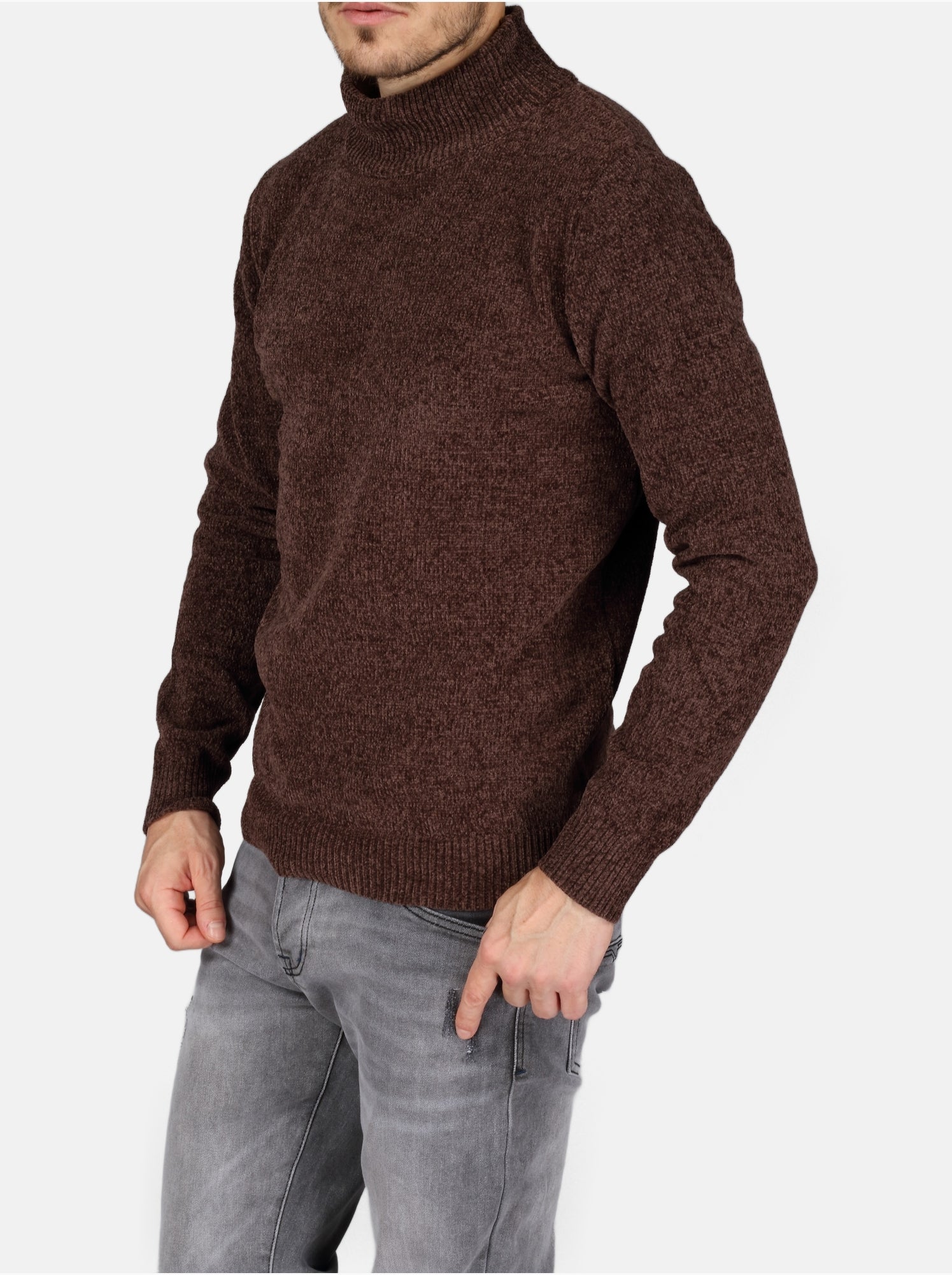 Pull col montant - Kenzarro - Marron