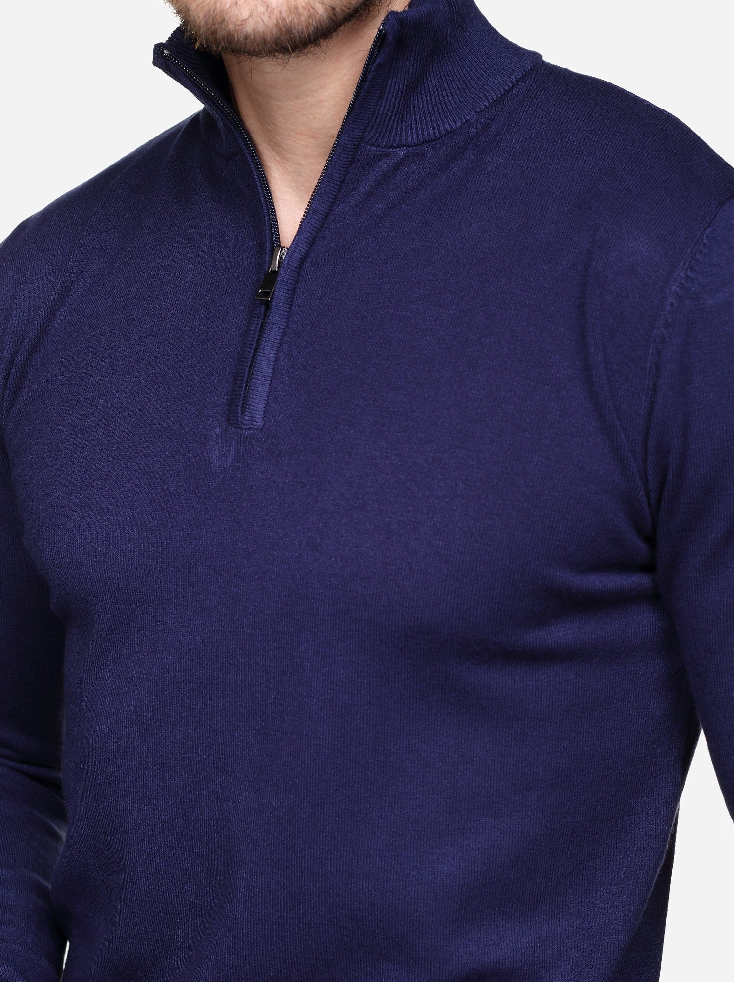 Pull col montant zippé - Kenzarro - Bleu