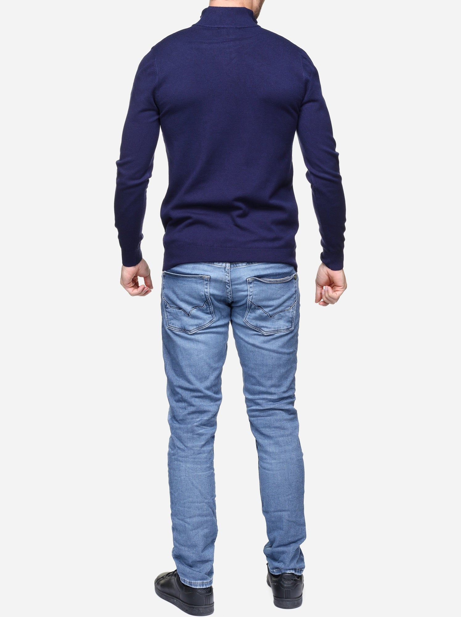 Pull col montant zippé - Kenzarro - Bleu
