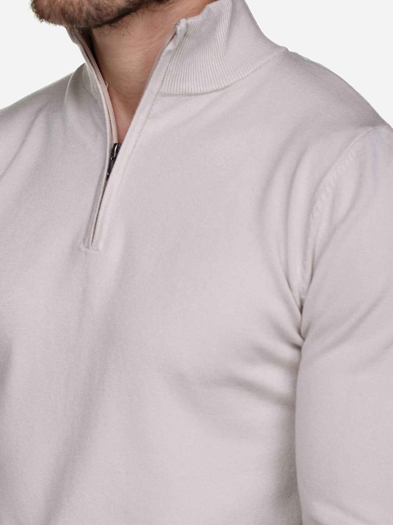 Pull col montant zippé - Kenzarro - Crème