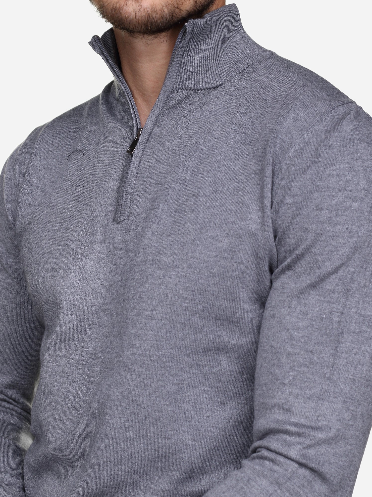 Pull col montant zippé - Kenzarro - Gris clair