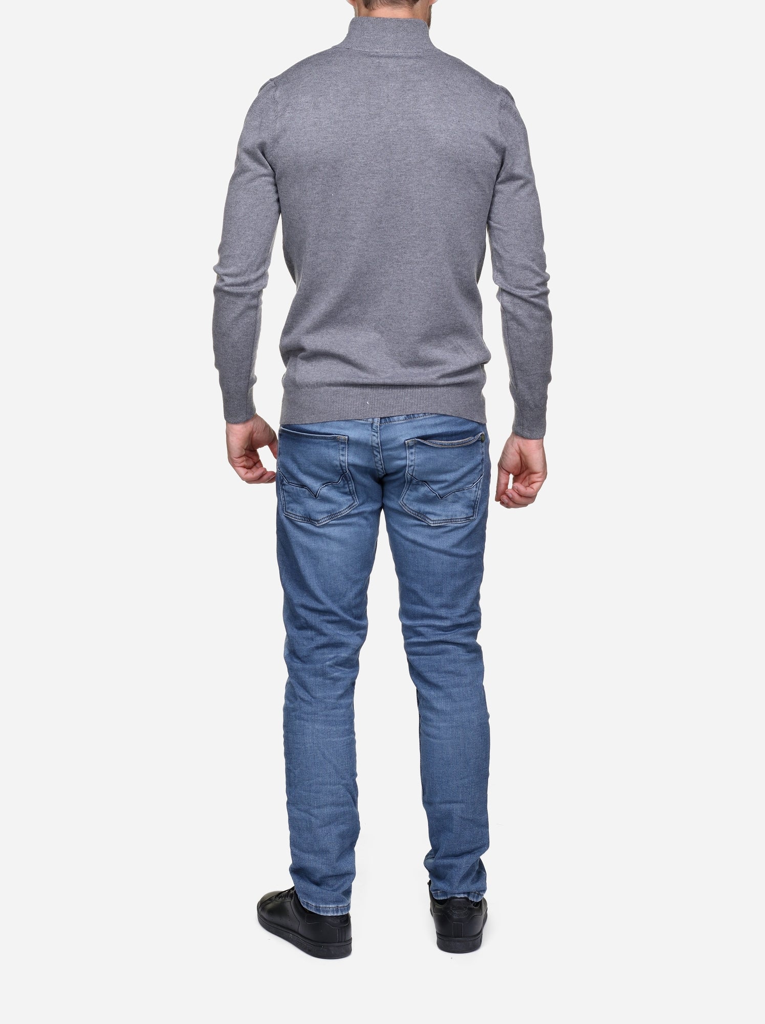 Pull col montant zippé - Kenzarro - Gris clair