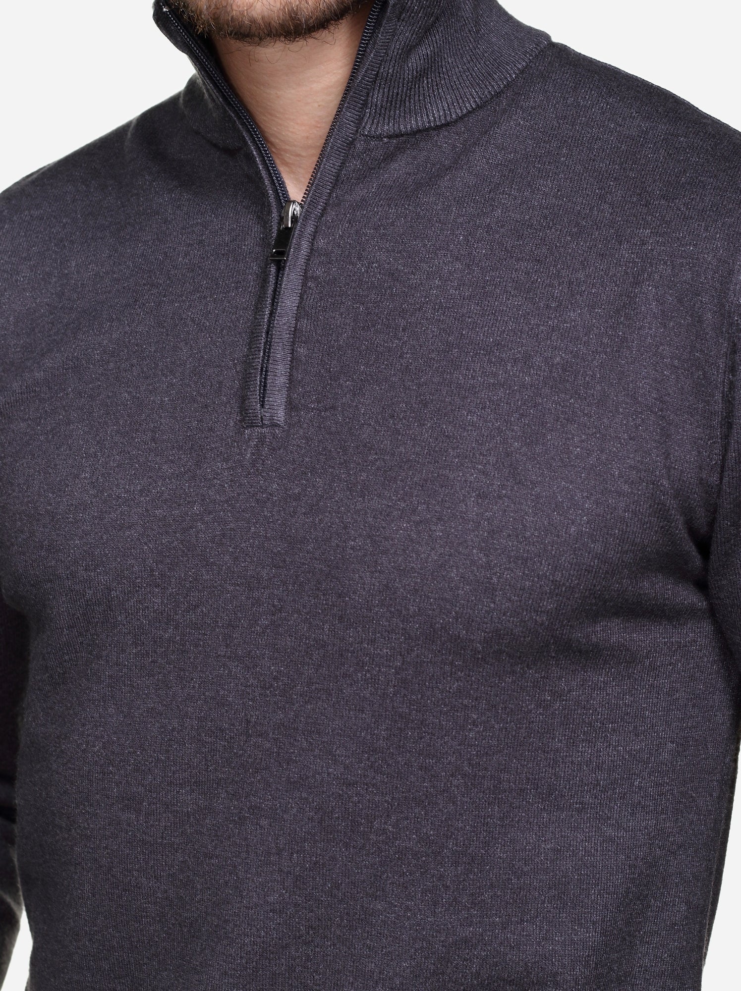 Pull col montant zippé - Kenzarro - Gris foncé