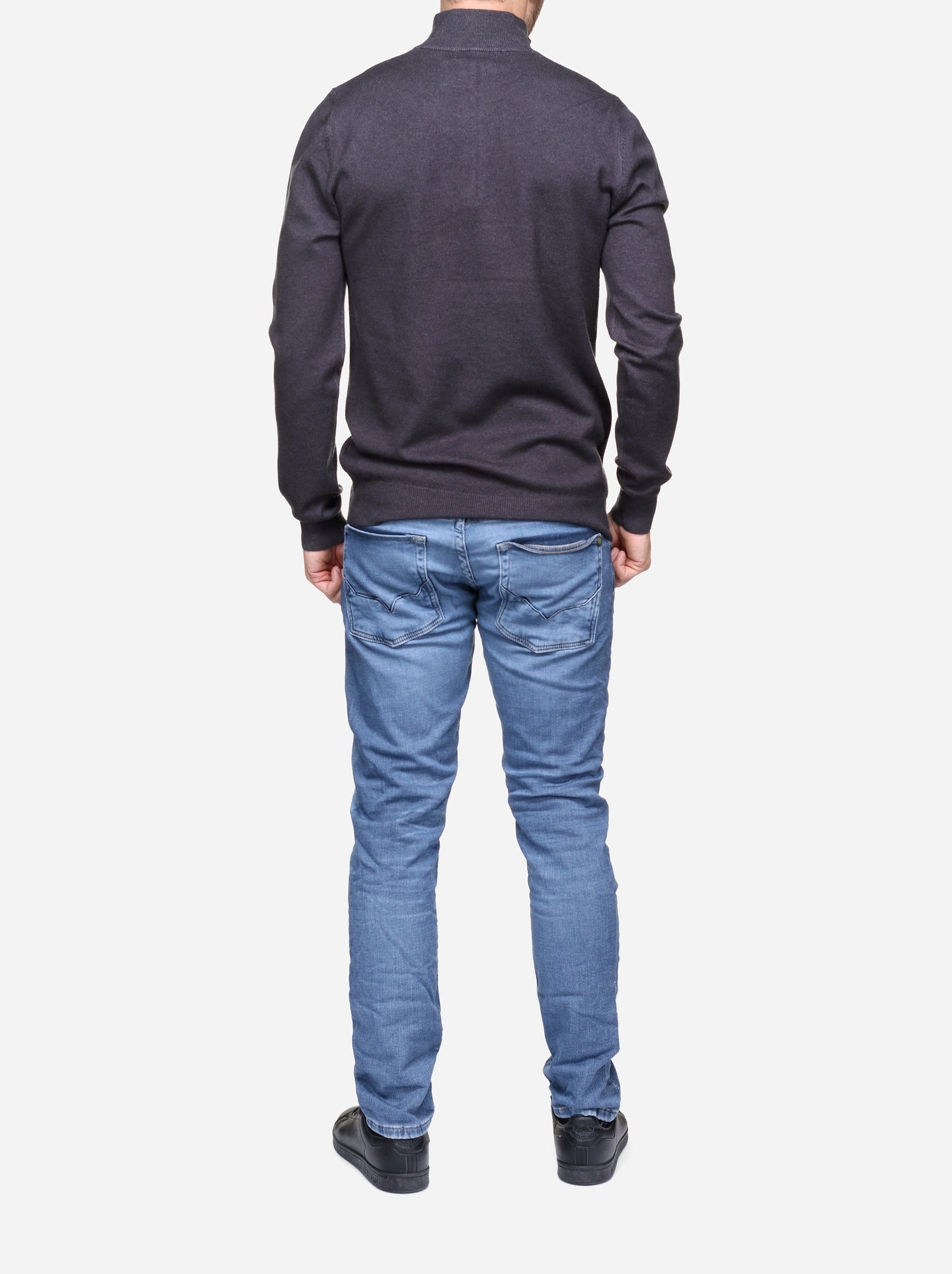Pull col montant zippé - Kenzarro - Gris foncé